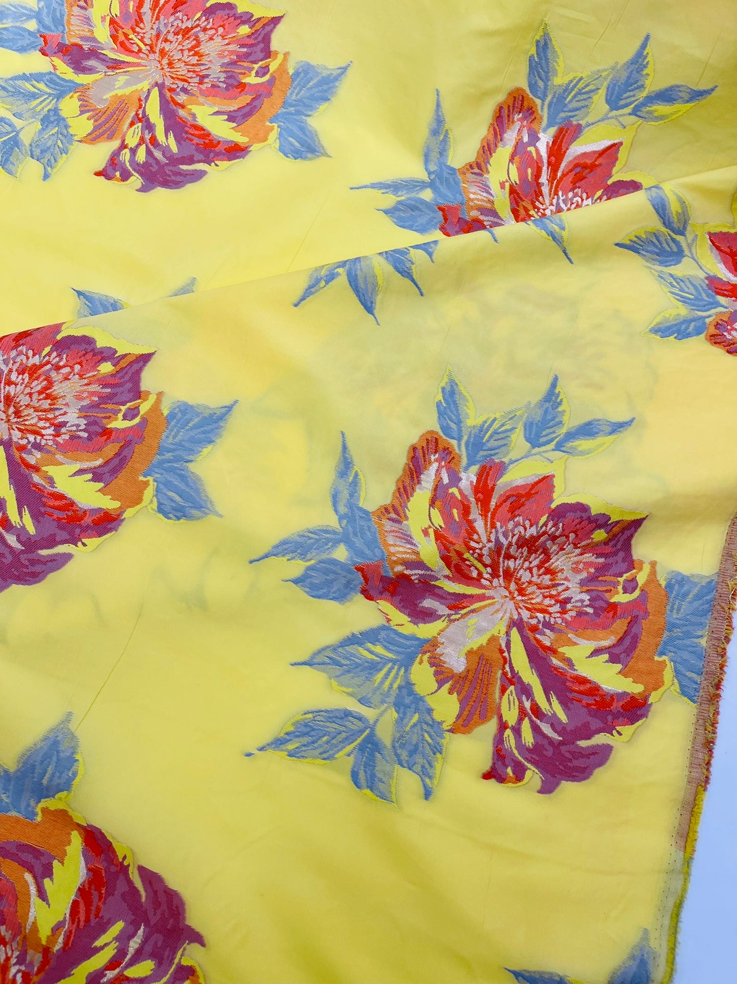 Multi Floral Color Jacquard Satin 58” Wide| New Creations Fabric & Foam Inc.
