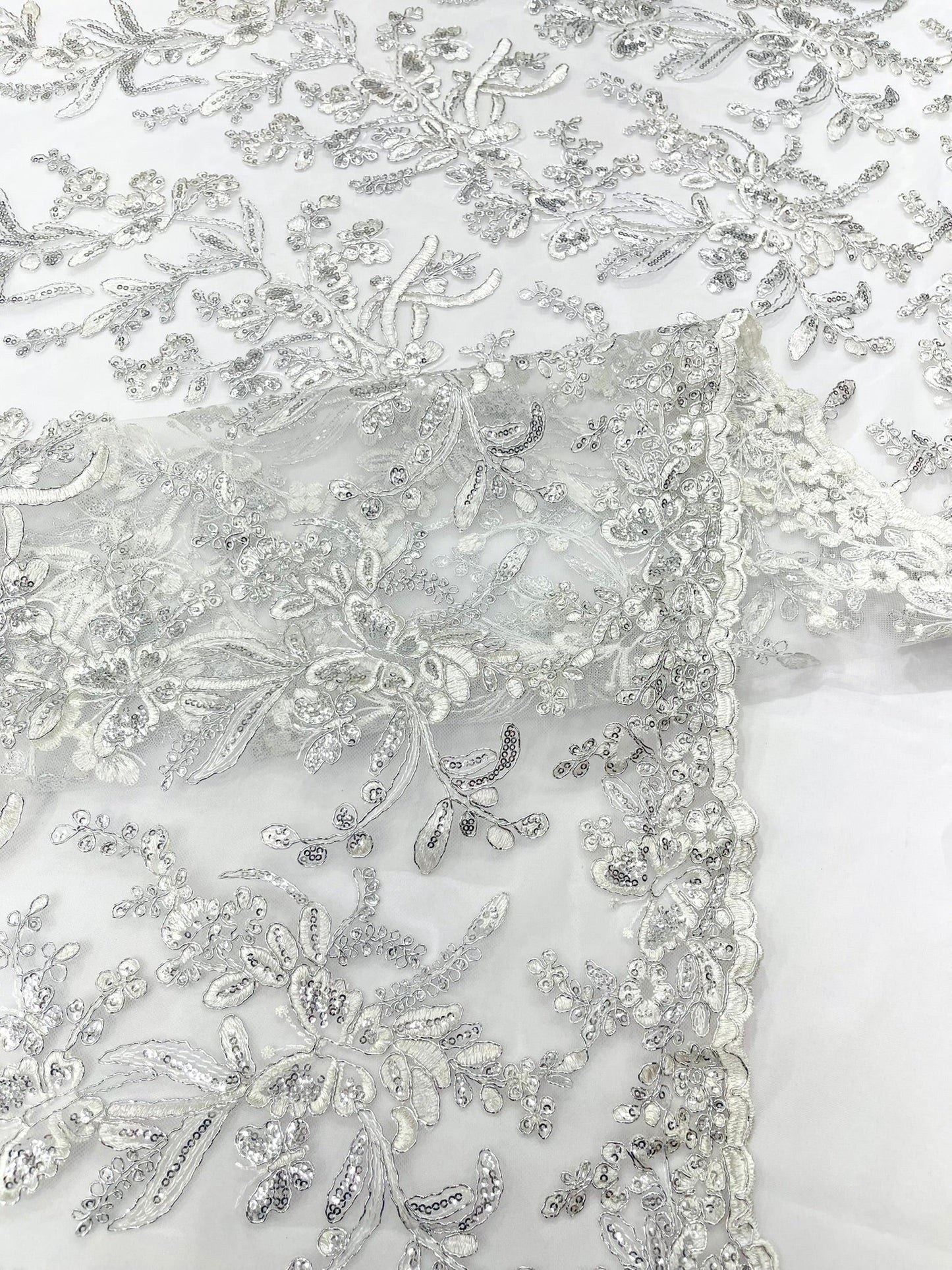 Corded Lace with Butterfly 54"Wide | New Creations Fabric & Foam Inc. - New Creations Fabric & Foam Inc