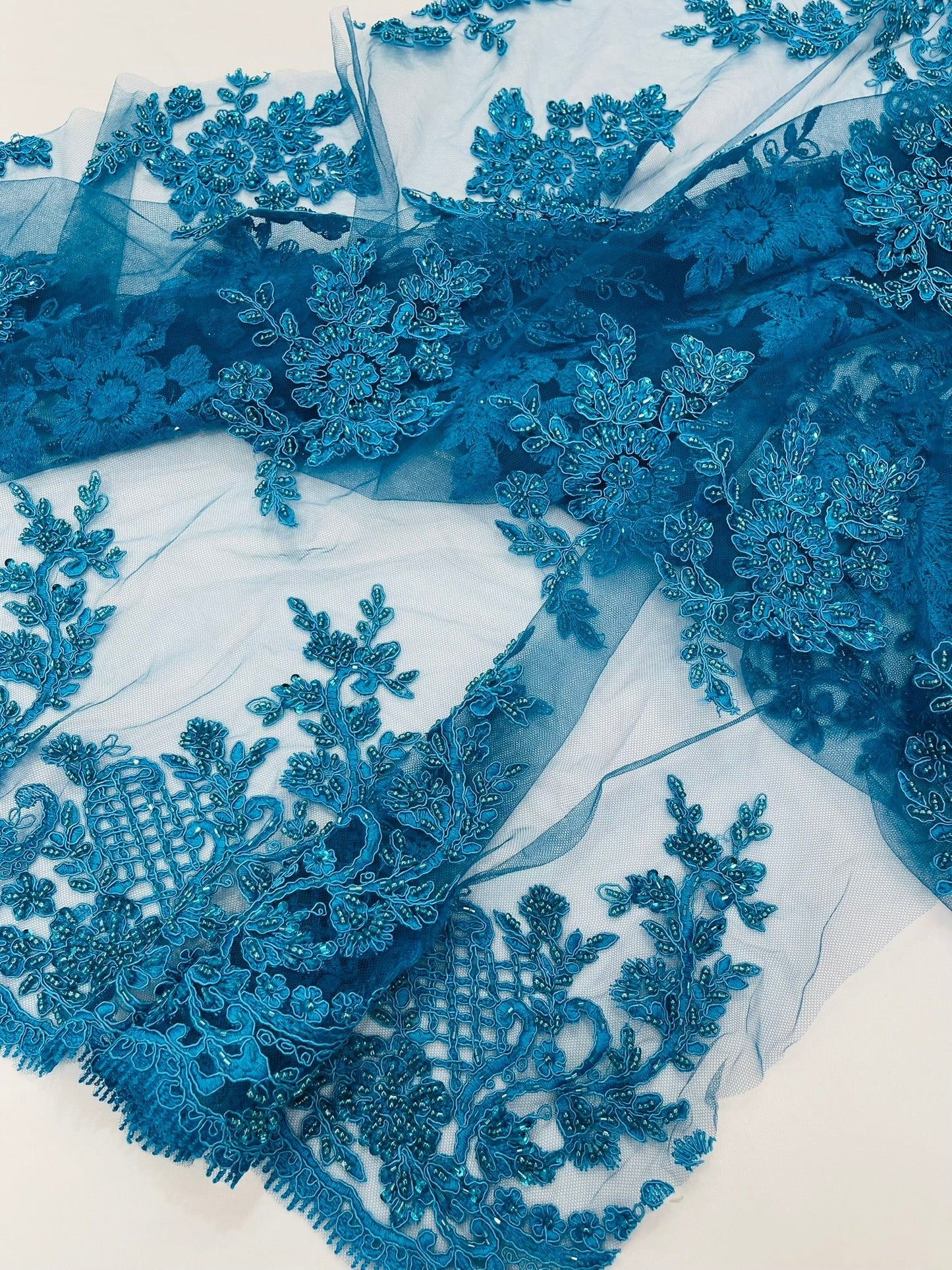 Eva Luxury Beaded Floral Lace 54” Wide| New Creations Fabric & Foam Inc. - New Creations Fabric & Foam Inc
