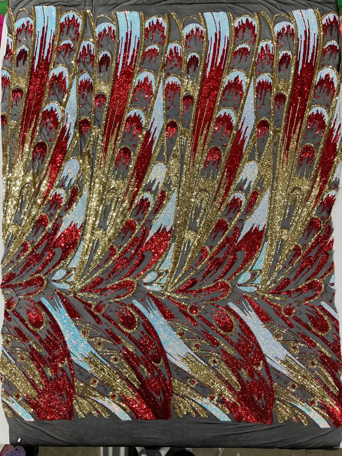 Feather Wing Sequin Fabric 54” Wide| New Creations Fabric & Foam Inc. - New Creations Fabric & Foam Inc
