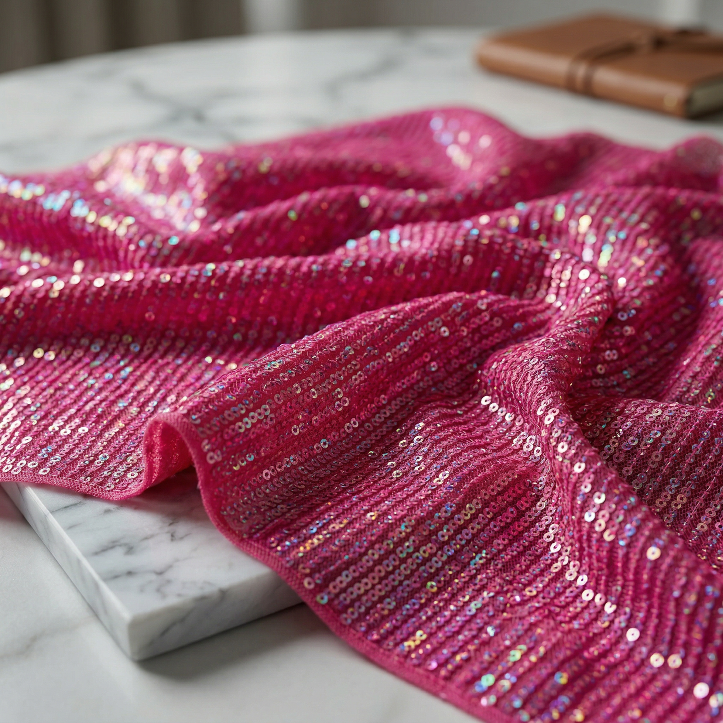 Iridescent Sequin Stretch Mesh Fabric 54” Wide by the Yard – 4 Way Stretch Chain Sequin Fabric for Prom Dresses, Evening Gowns, Costumes & Luxury Fashion - New Creations Fabric & Foam Inc