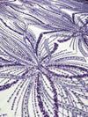 Palm Beaded Lace Fabric| Heavy Embroidered Design on 58" Mesh for Dresses - New Creations Fabric & Foam Inc