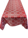 Red/Silver - Rectangular Metallic Cross Brocade Jacquard Satin Tablecloth Overlay/Religious Brocade/Liturgical Fabric/Church. - New Creations Fabric & Foam Inc