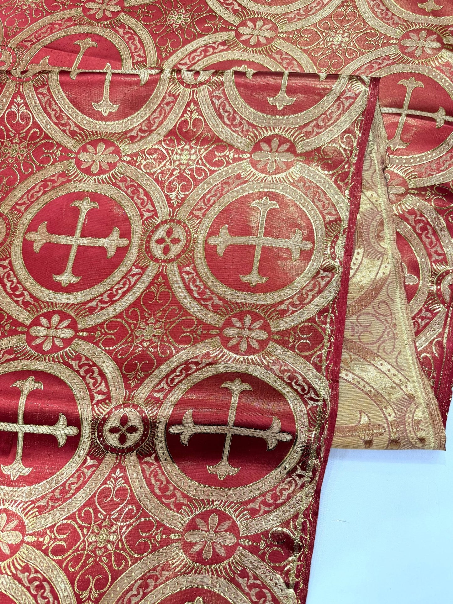 Religious Cross Jacquard Satin 58" Wide| New Creations Fabric & Foam Inc. - New Creations Fabric & Foam Inc