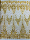 Royalty Damask Beaded Lace Luxury on Mesh 54” Wide| New Creations Fabric & Foam Inc. - New Creations Fabric & Foam Inc