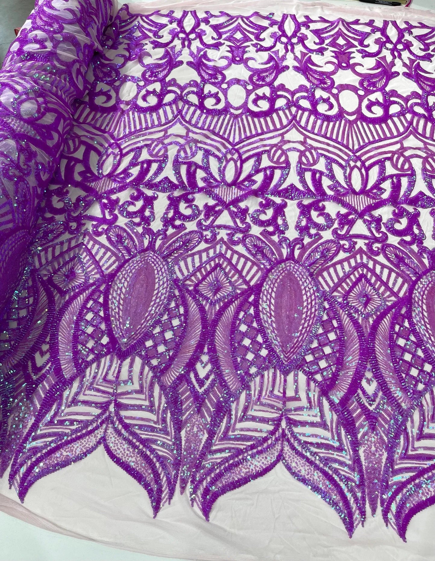Royalty Sequin Damask Fabric 54” Wide| New Creations Fabric & Foam Inc. - New Creations Fabric & Foam Inc