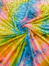 Tie Dye Damask Burnt out Stretch Velvet 58" Wide| New Creations Fabric & Foam Inc - New Creations Fabric & Foam Inc