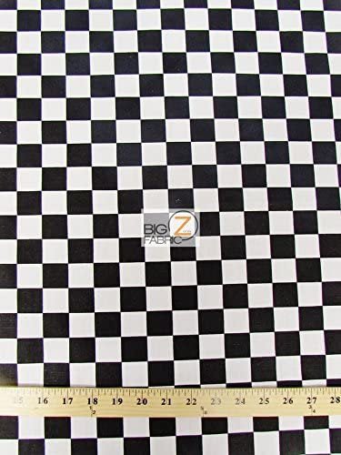 Black White 1 inch Square Checkered Print Poly Cotton Fabric 58"/59" Wide Sold by The Yard - New Creations Fabric & Foam Inc