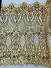 Sea Shell Sequin Damask Fabric 54” Wide| New Creations Fabric & Foam Inc.