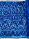 Heart Sequin Damask Fabric 54” Wide| New Creations Fabric & Foam Inc.