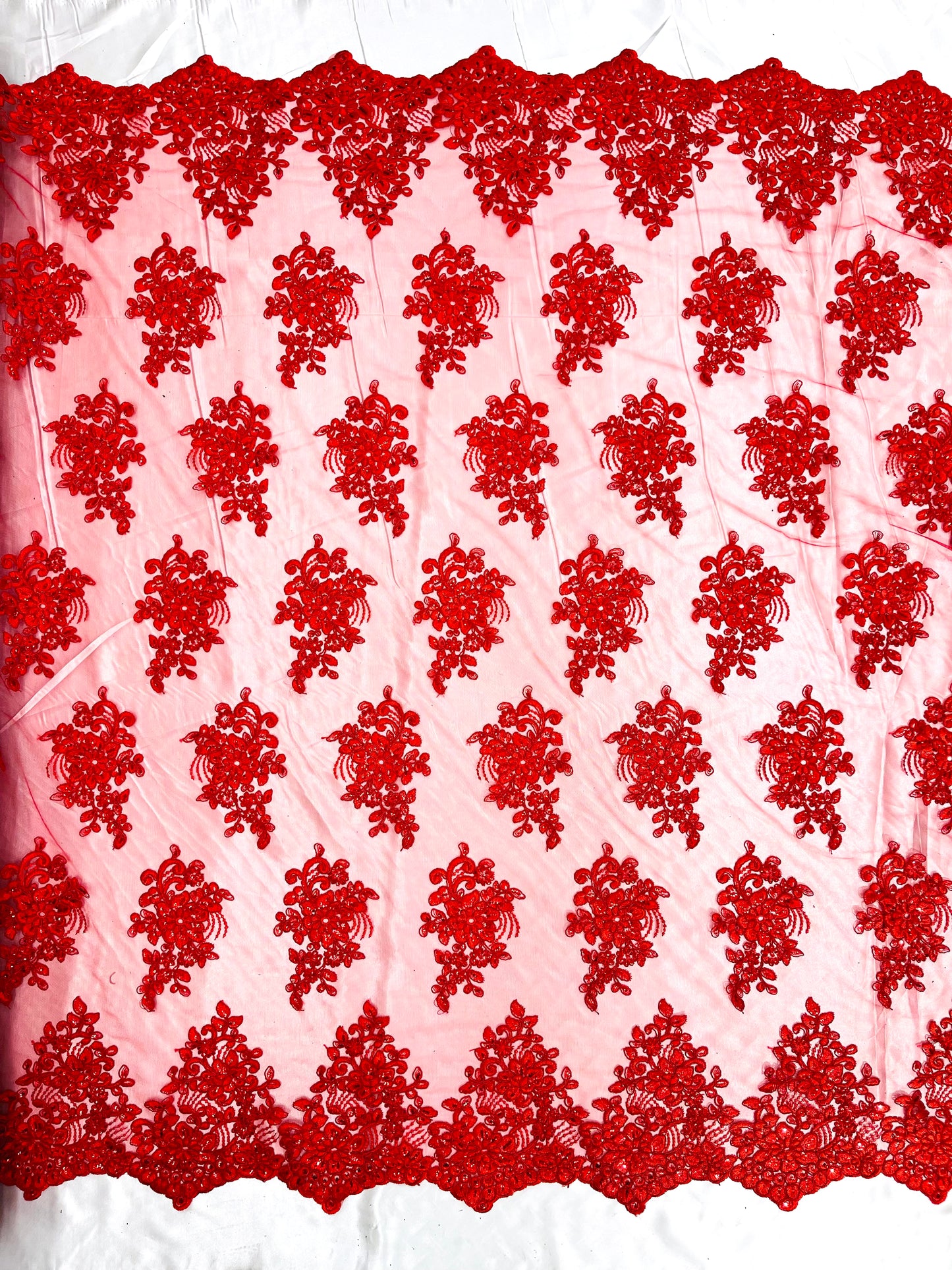 Camila Embroider Floral Damask Lace 54" Wide| New Creations Fabric & Foam Inc.