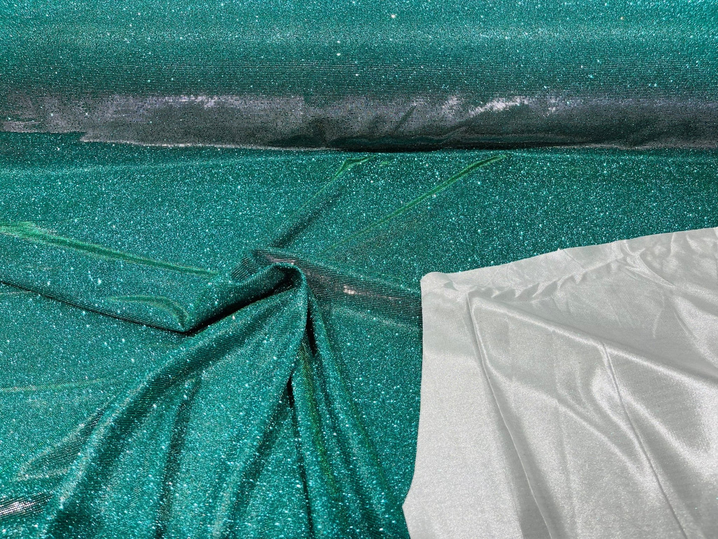 Jade 58/60" Wide Full Glitter Covered Shimmer Fabric By The Yard - New Creations Fabric & Foam Inc