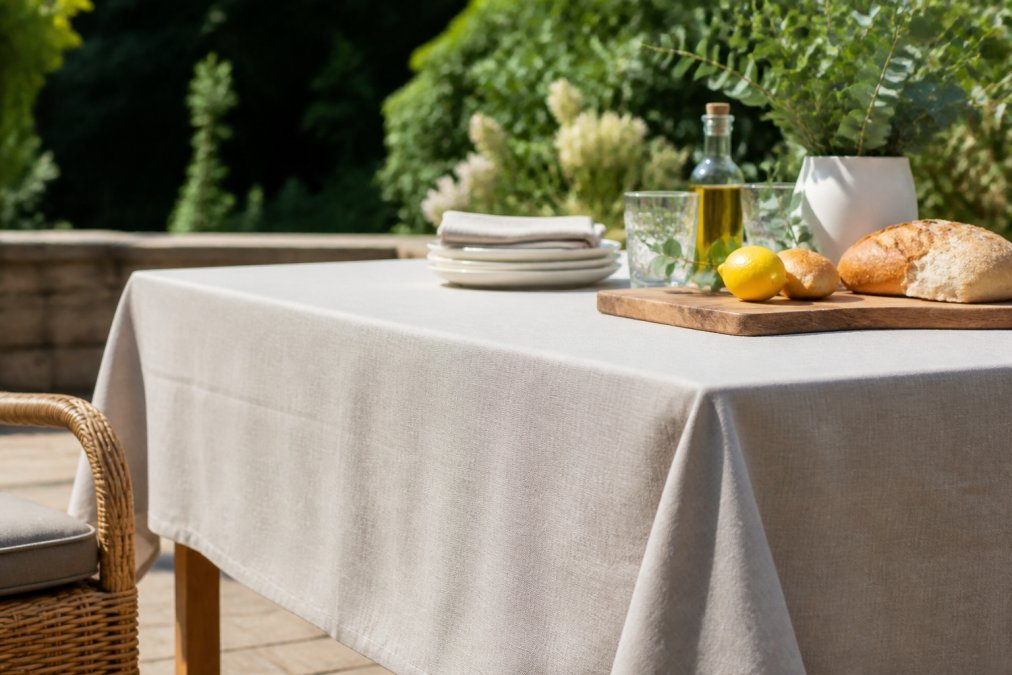 5 Best Fabrics for Outdoor Tablecloths in 2026 - New Creations Fabric & Foam Inc