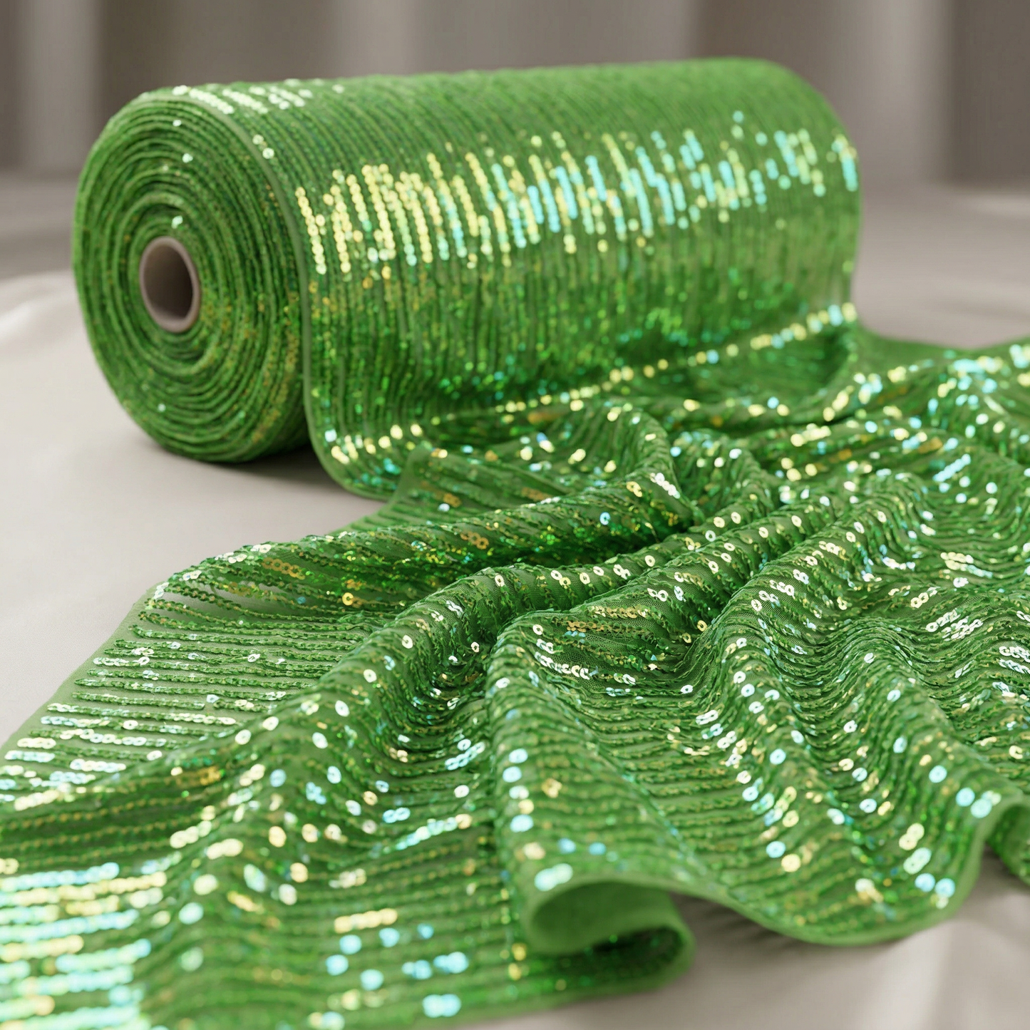 Iridescent Sequin Stretch Mesh Fabric 54” Wide by the Yard – 4 Way Stretch Chain Sequin Fabric for Prom Dresses, Evening Gowns, Costumes & Luxury Fashion