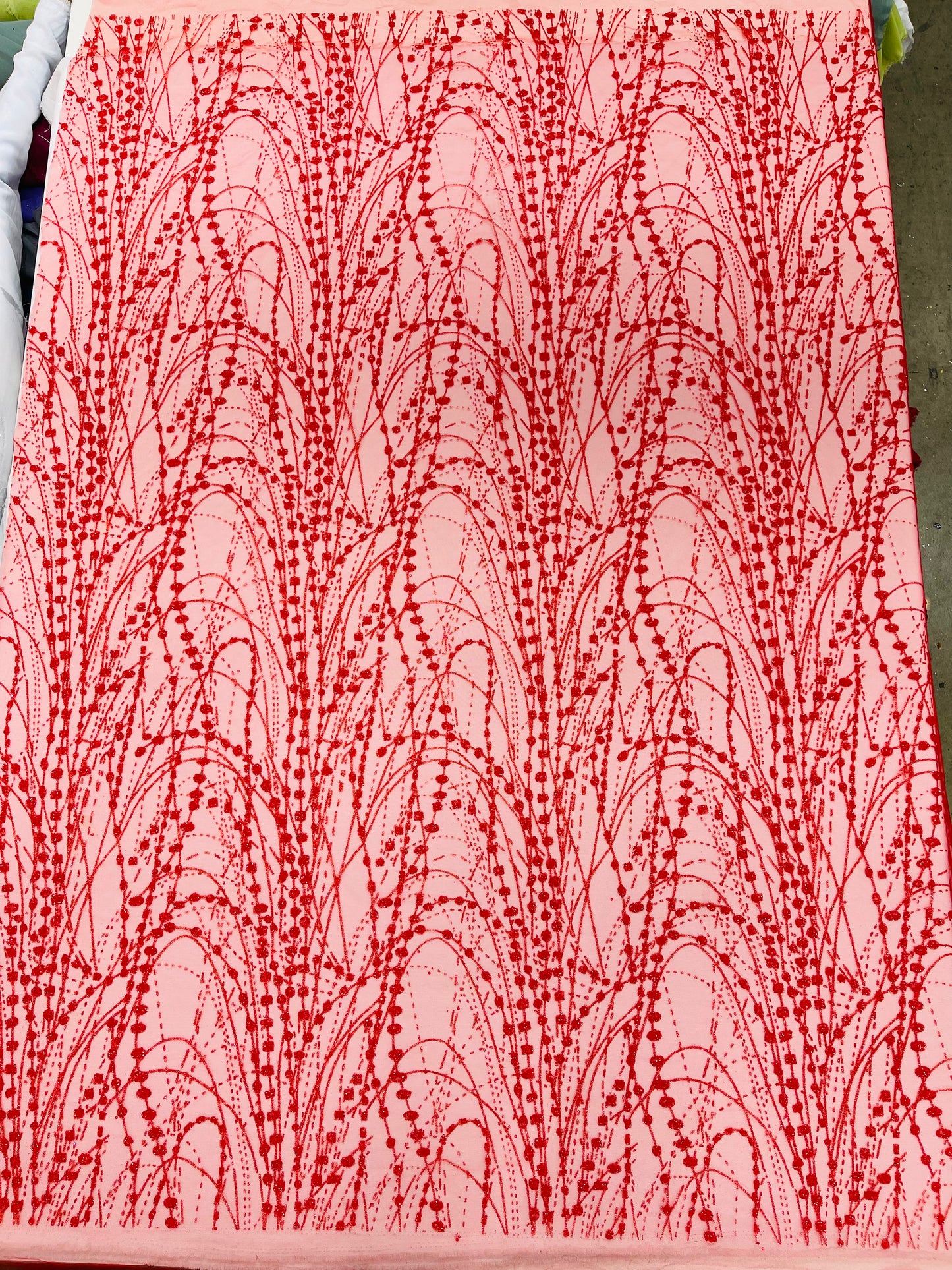 Galaxy Glitter Design On A Mesh Lace 54" Wide| New Creations Fabric & Foam Inc.