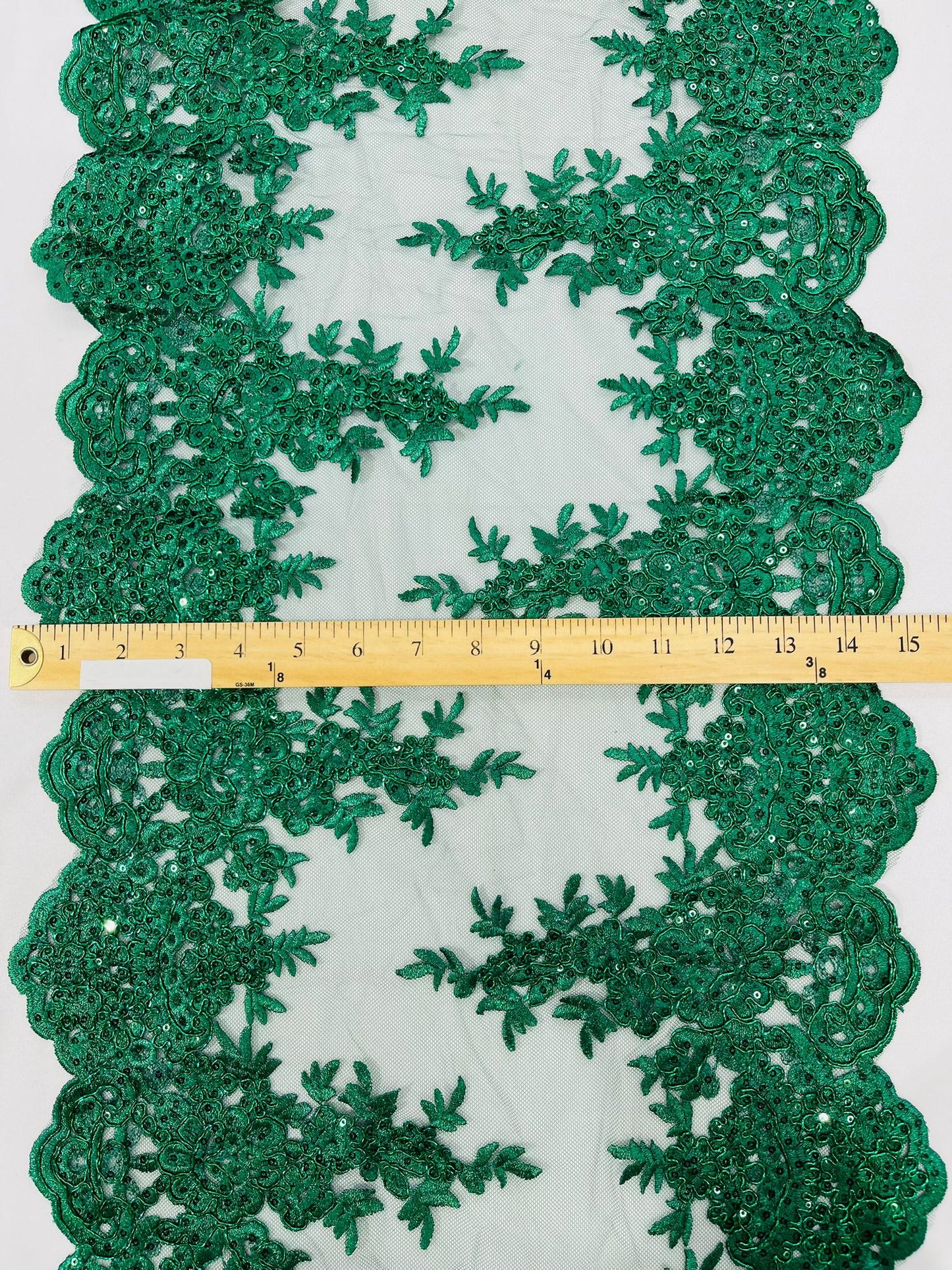14"Wide Sequins Metallic Embroidered Lace on Mesh Fabric, Trim Lace, Table Runner. Sold By The Yard. - New Creations Fabric & Foam Inc