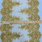 14"Wide Sequins Metallic Embroidered Lace on Mesh Fabric, Trim Lace, Table Runner. Sold By The Yard. - New Creations Fabric & Foam Inc