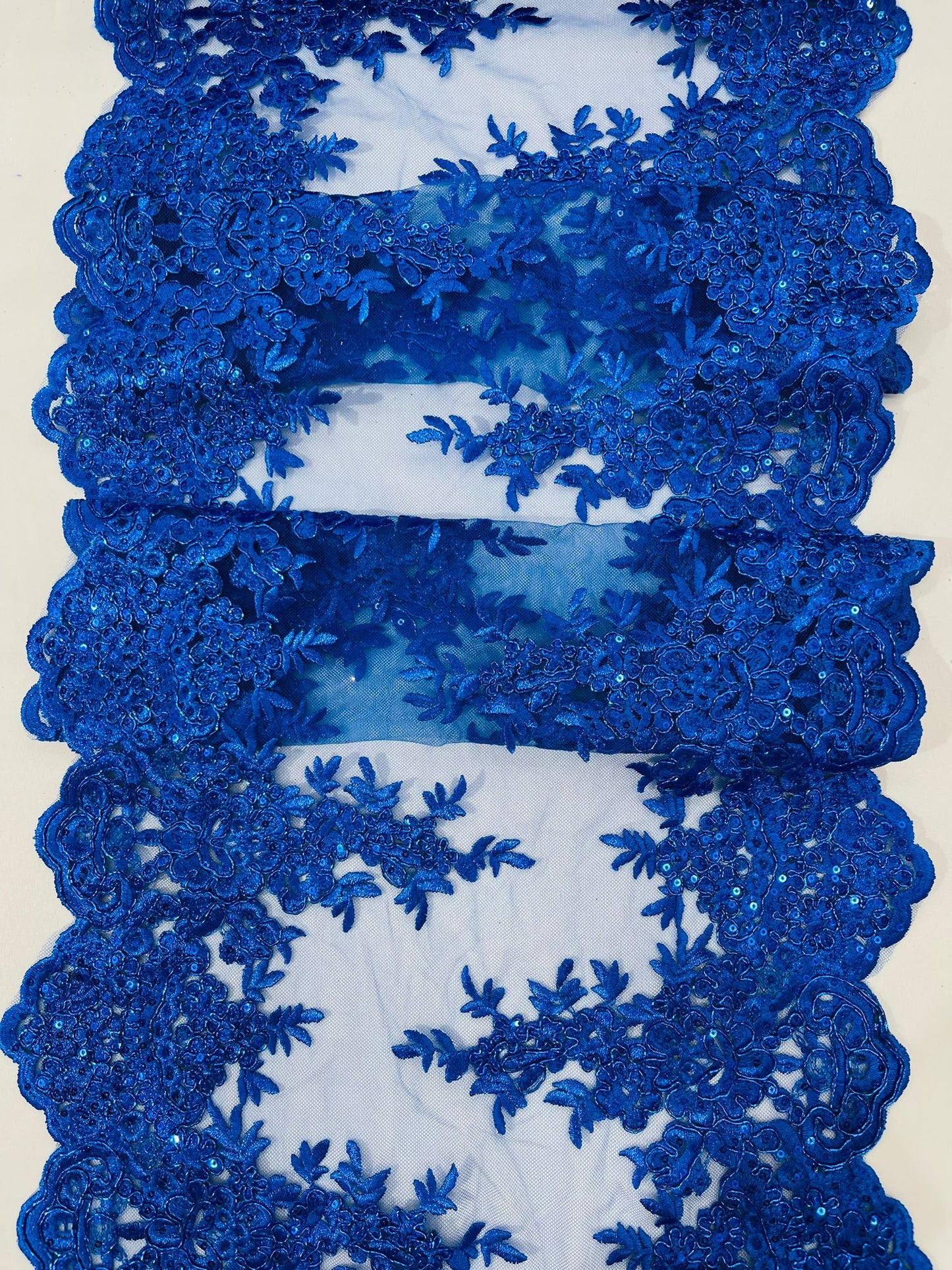 14"Wide Sequins Metallic Embroidered Lace on Mesh Fabric, Trim Lace, Table Runner. Sold By The Yard. - New Creations Fabric & Foam Inc