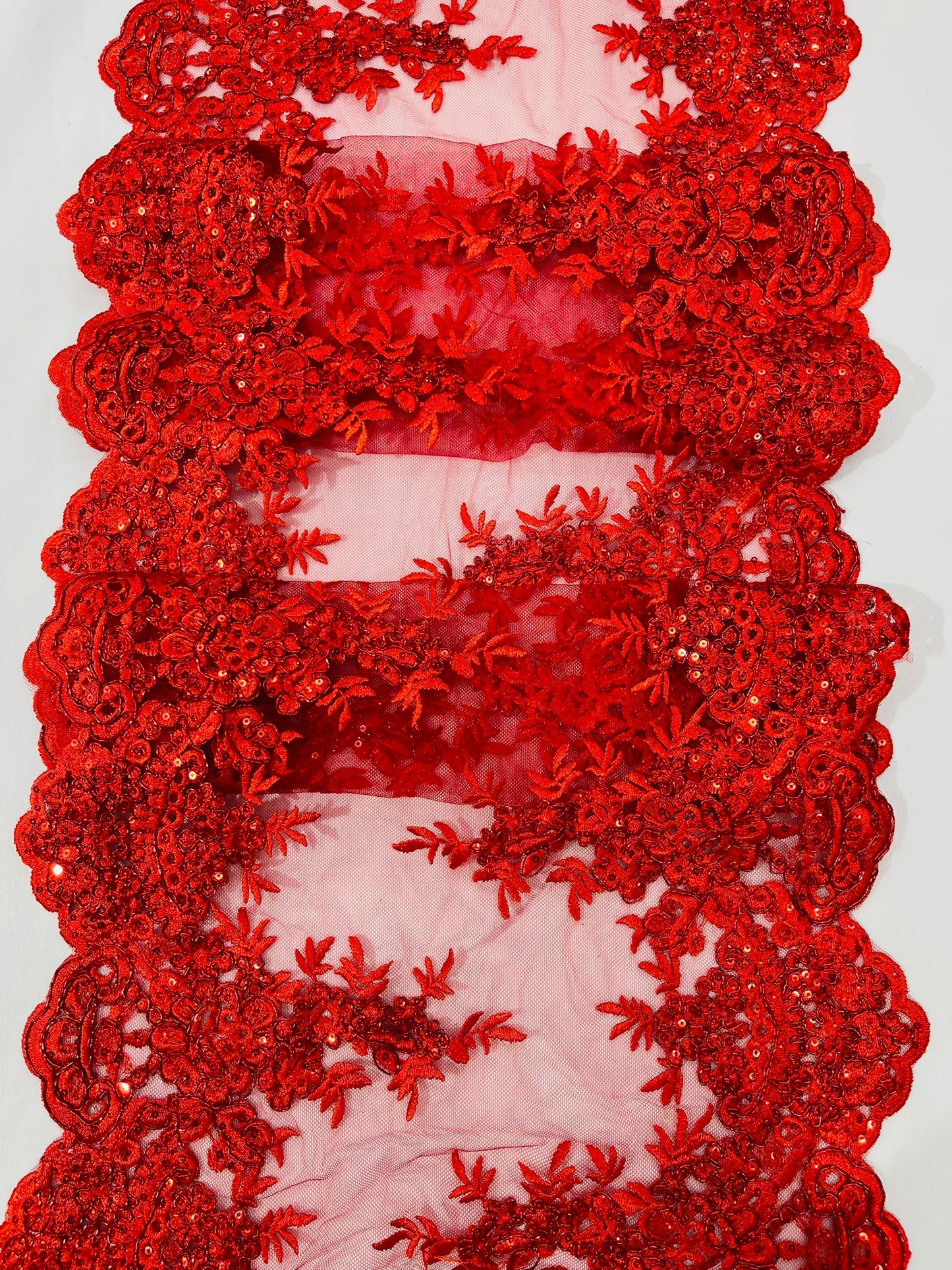 14"Wide Sequins Metallic Embroidered Lace on Mesh Fabric, Trim Lace, Table Runner. Sold By The Yard. - New Creations Fabric & Foam Inc