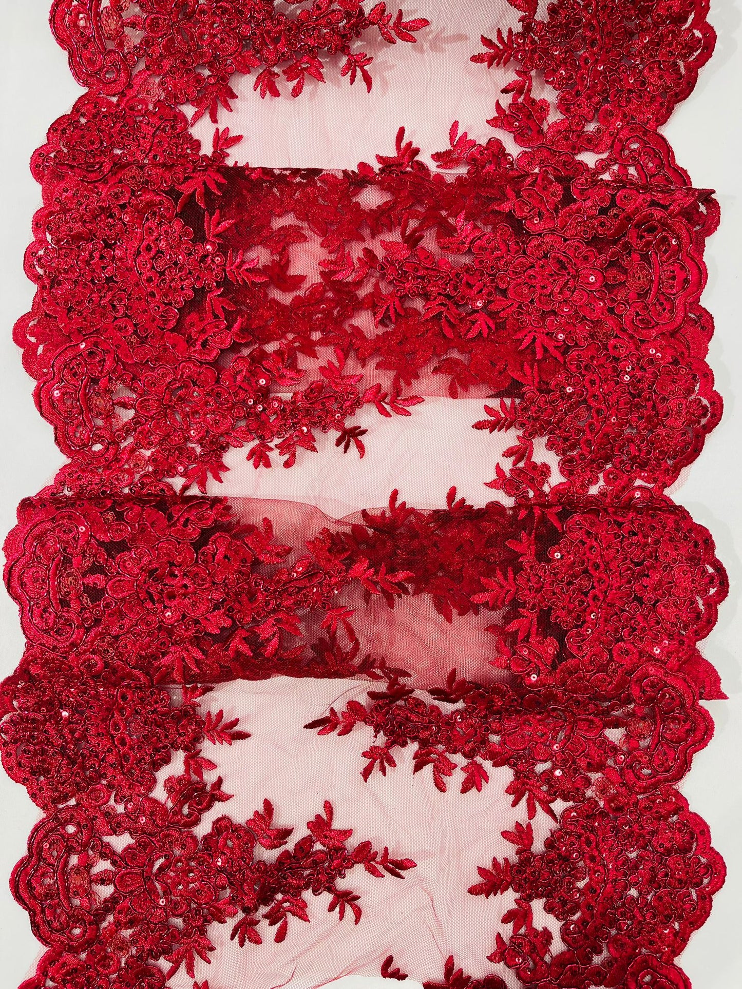 14"Wide Sequins Metallic Embroidered Lace on Mesh Fabric, Trim Lace, Table Runner. Sold By The Yard. - New Creations Fabric & Foam Inc