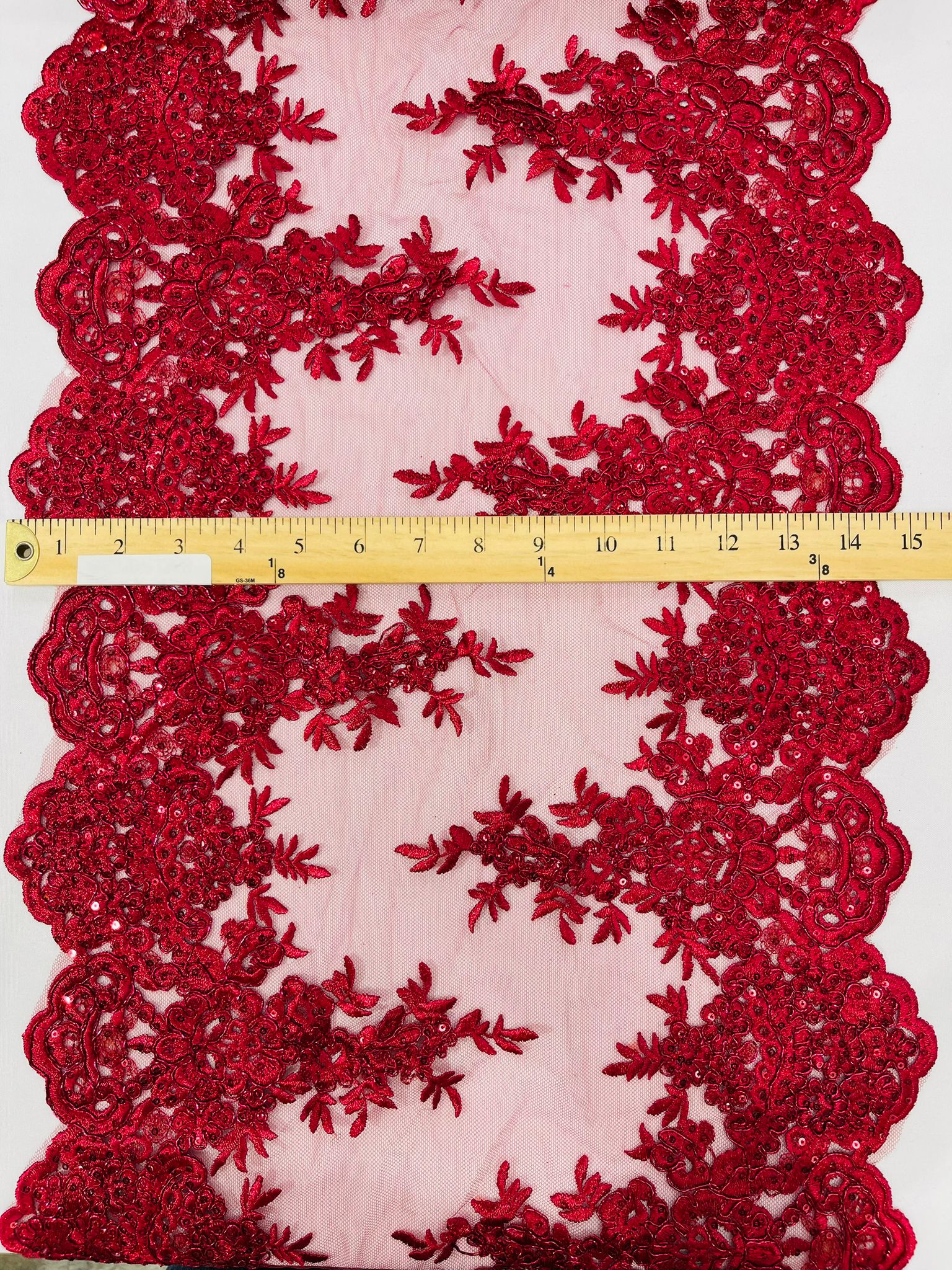 14"Wide Sequins Metallic Embroidered Lace on Mesh Fabric, Trim Lace, Table Runner. Sold By The Yard. - New Creations Fabric & Foam Inc