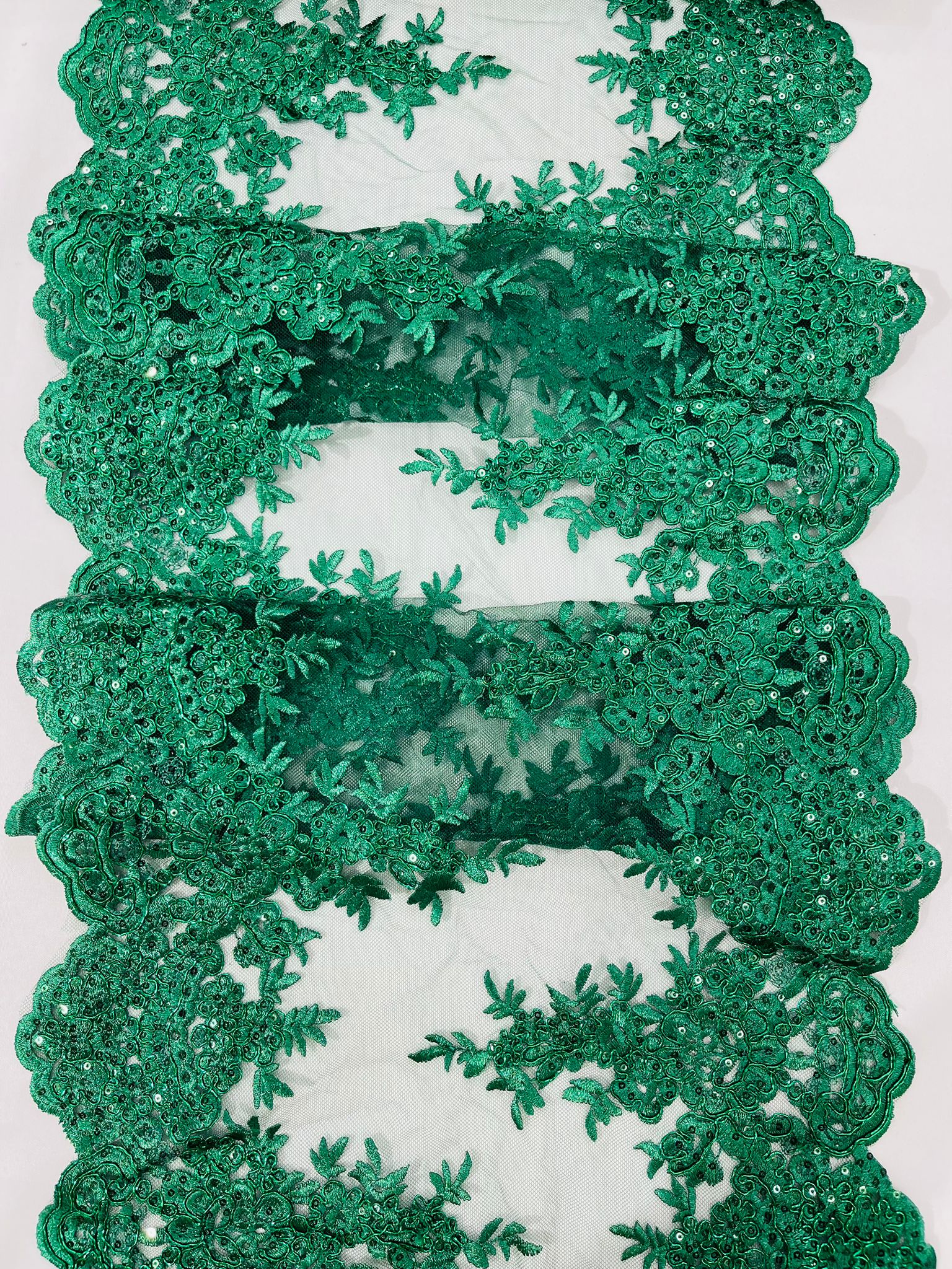 14"Wide Sequins Metallic Embroidered Lace on Mesh Fabric, Trim Lace, Table Runner. Sold By The Yard. - New Creations Fabric & Foam Inc