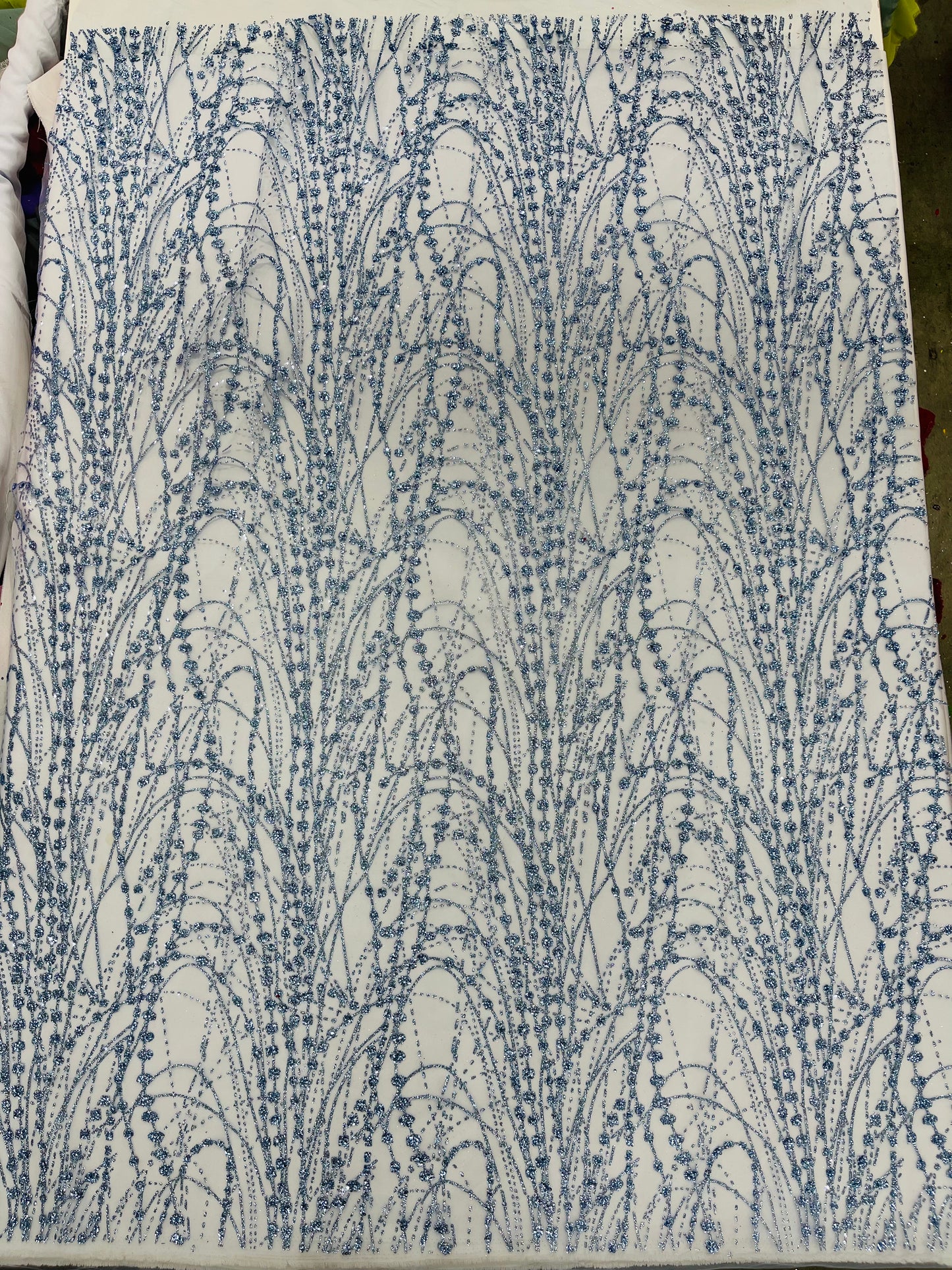 Galaxy Glitter Design On A Mesh Lace 54" Wide| New Creations Fabric & Foam Inc.