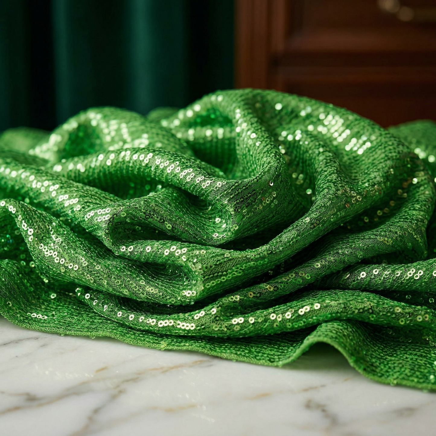 Iridescent Sequin Stretch Mesh Fabric 54” Wide by the Yard – 4 Way Stretch Chain Sequin Fabric for Prom Dresses, Evening Gowns, Costumes & Luxury Fashion