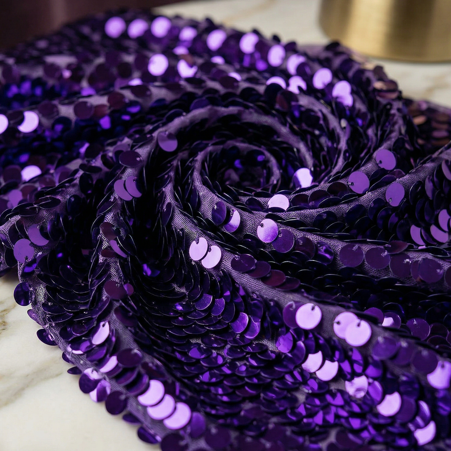 Round Sequin Fabric by the Yard 54” Wide – Shiny Sequin Mesh Fabric for Dresses, Costumes, Backdrops & Event Decor