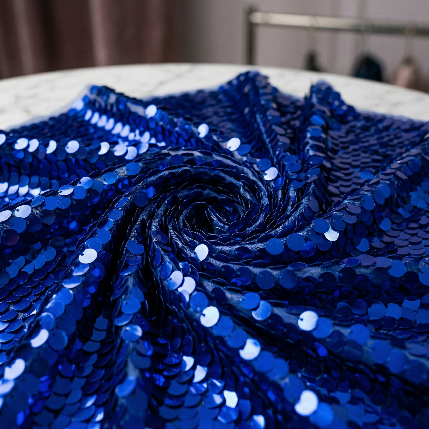 Round Sequin Fabric by the Yard 54” Wide – Shiny Sequin Mesh Fabric for Dresses, Costumes, Backdrops & Event Decor
