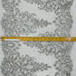Trim Glitter Damask Design On A Mesh Lace| 20" Wide | appeal Fabric| Sold By The Yard.
