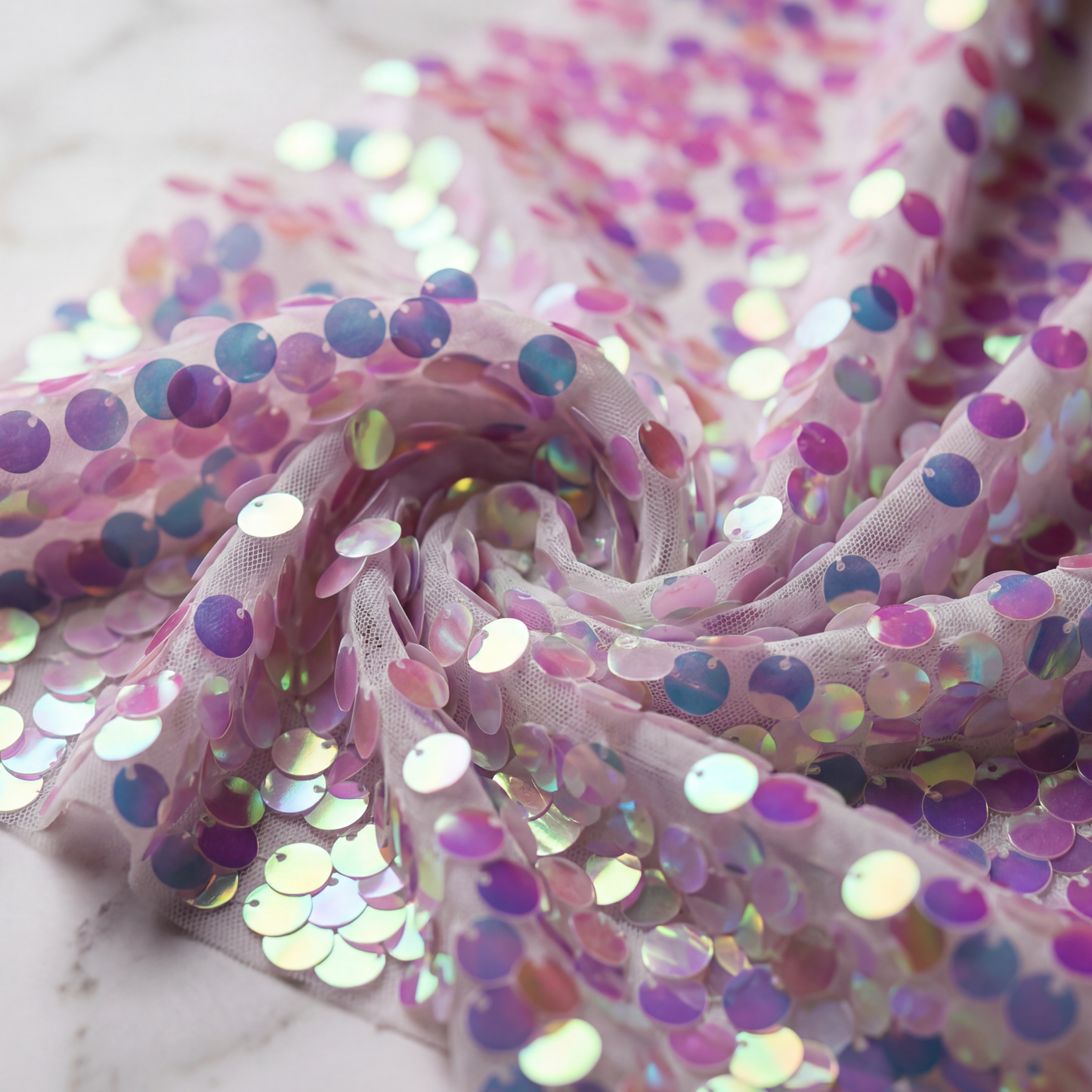 Round Sequin Fabric by the Yard 54” Wide – Shiny Sequin Mesh Fabric for Dresses, Costumes, Backdrops & Event Decor