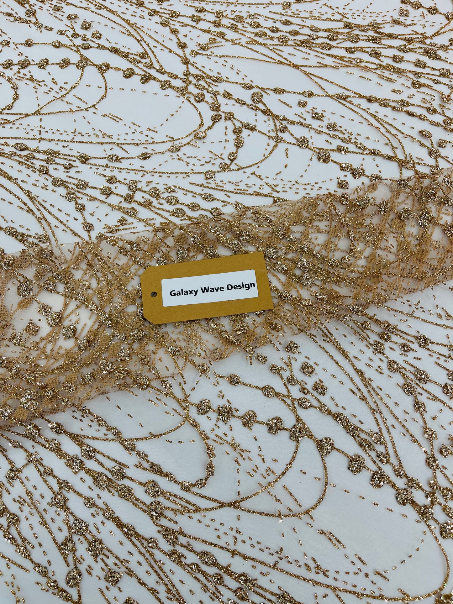 Galaxy Glitter Design On A Mesh Lace 54" Wide| New Creations Fabric & Foam Inc.