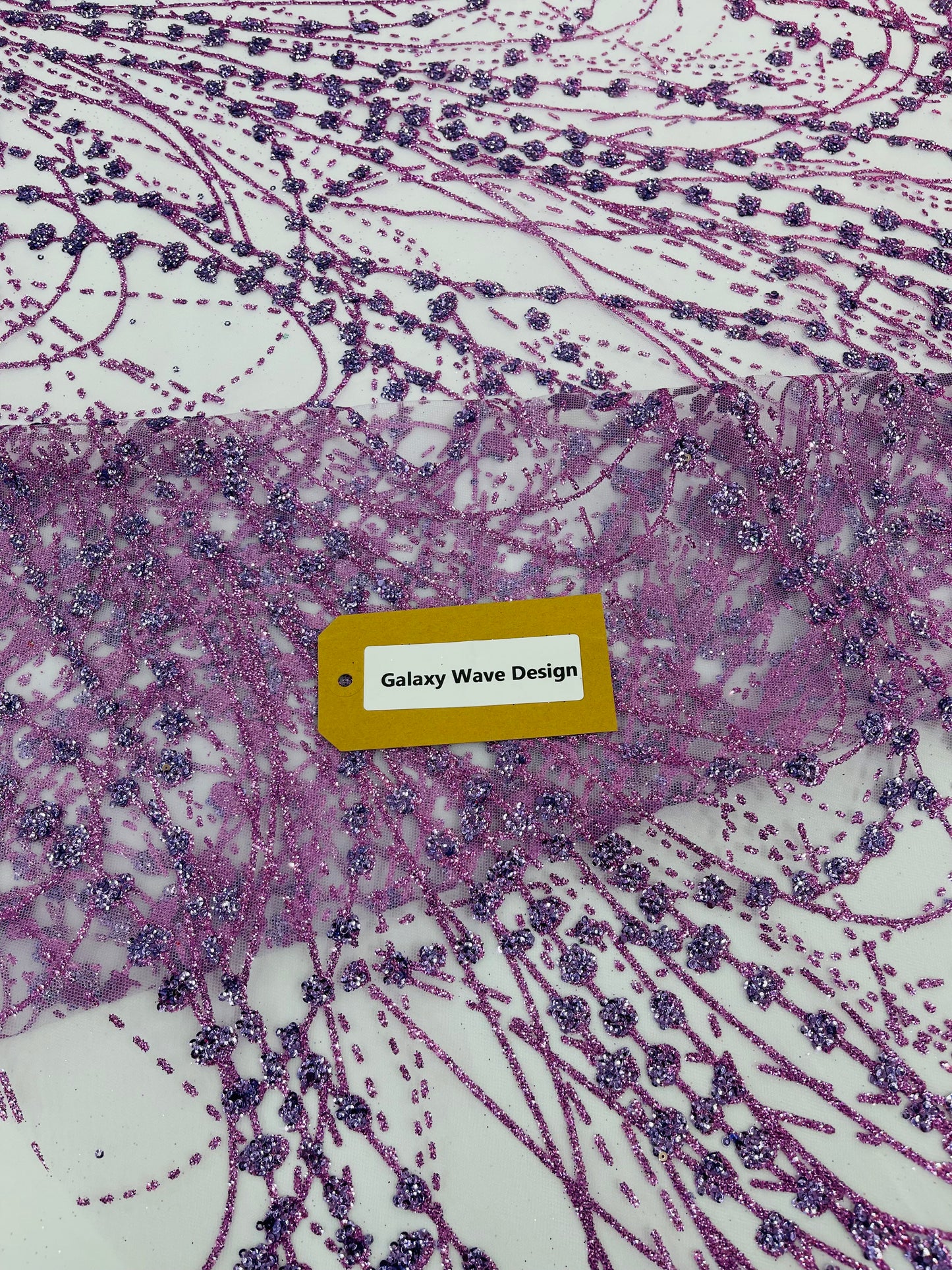 Galaxy Glitter Design On A Mesh Lace 54" Wide| New Creations Fabric & Foam Inc.
