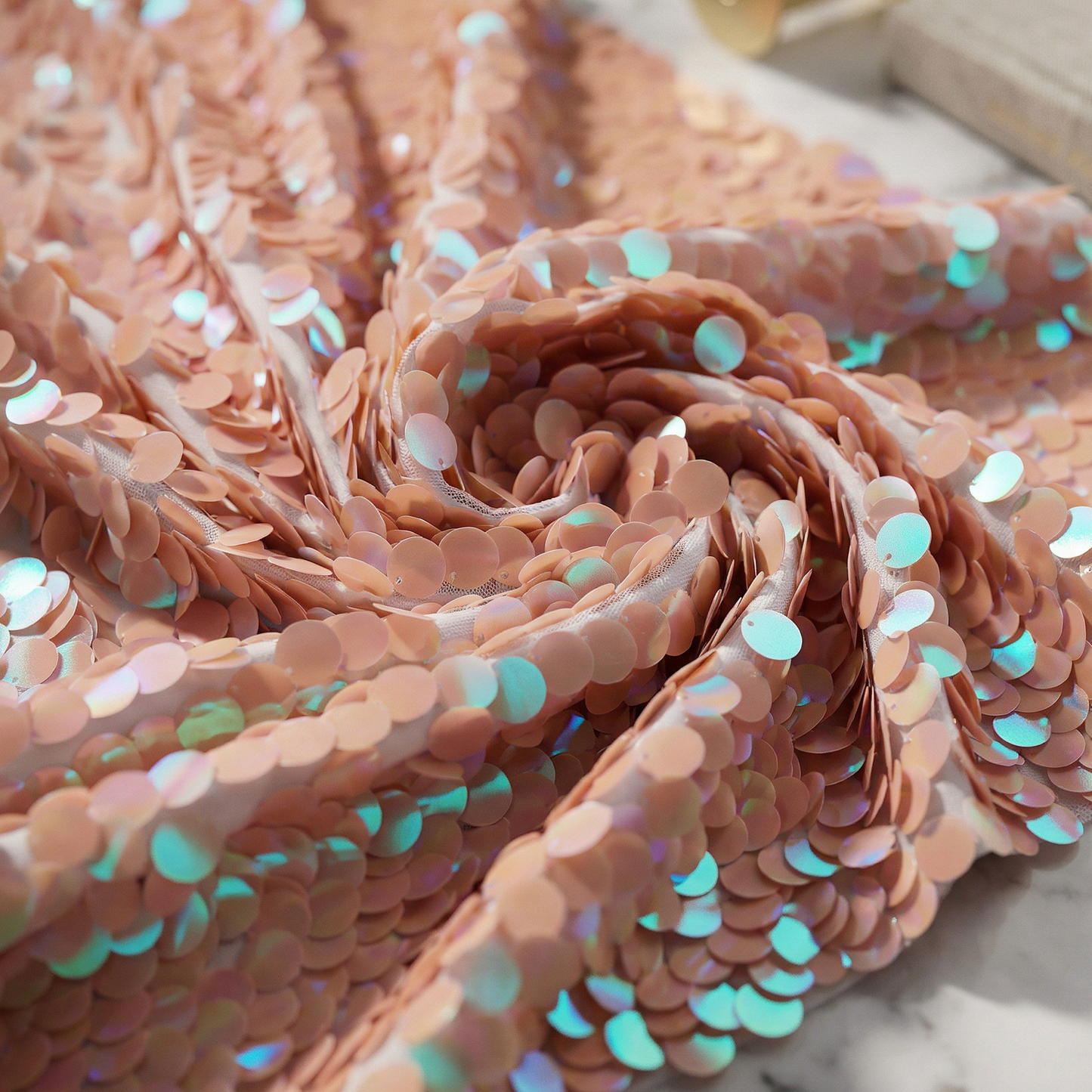 Round Sequin Fabric by the Yard 54” Wide – Shiny Sequin Mesh Fabric for Dresses, Costumes, Backdrops & Event Decor