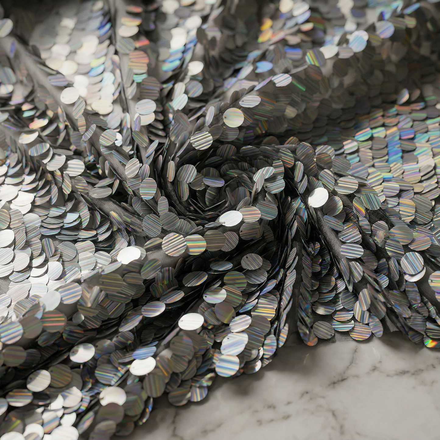 Round Sequin Fabric by the Yard 54” Wide – Shiny Sequin Mesh Fabric for Dresses, Costumes, Backdrops & Event Decor