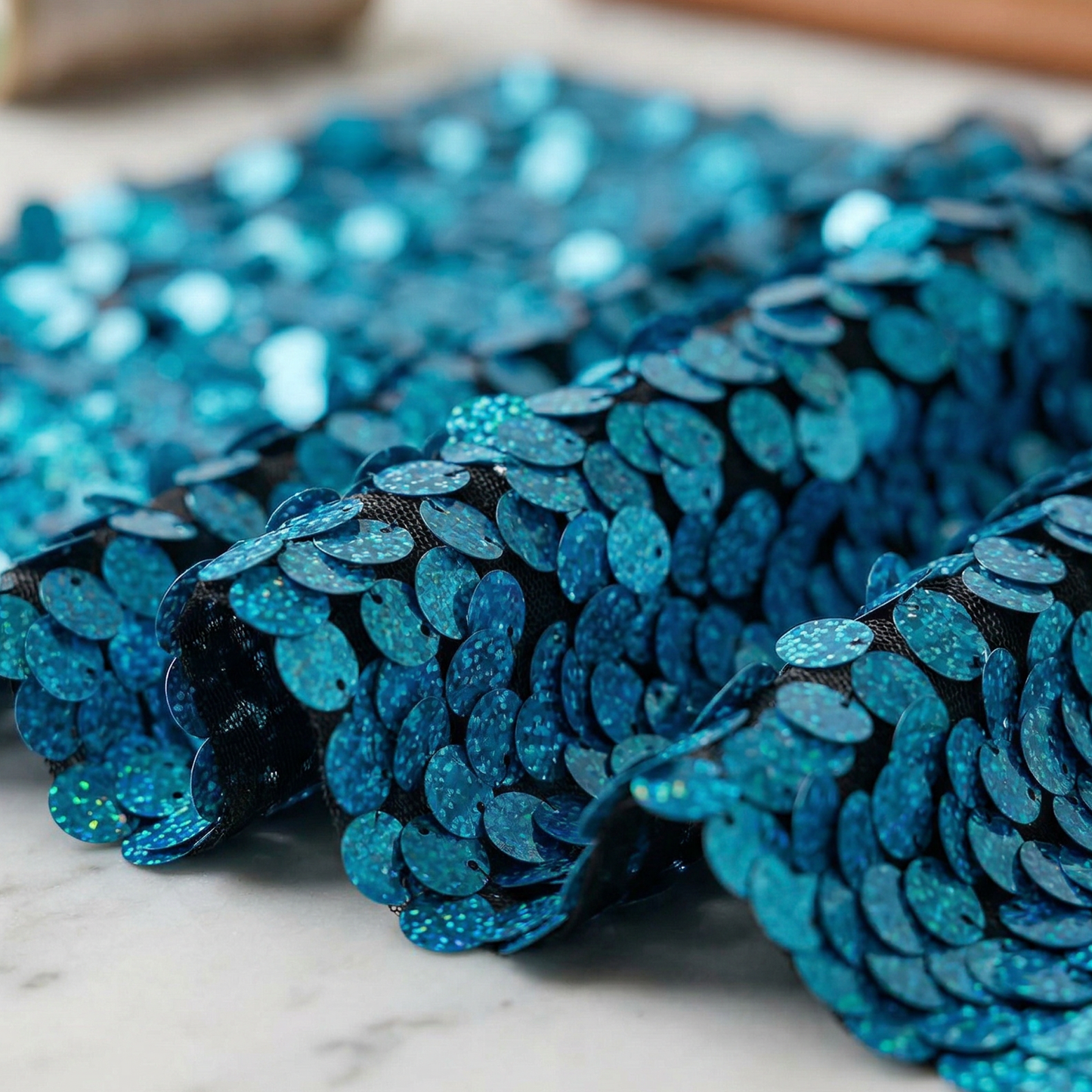 Round Sequin Fabric by the Yard 54” Wide – Shiny Sequin Mesh Fabric for Dresses, Costumes, Backdrops & Event Decor