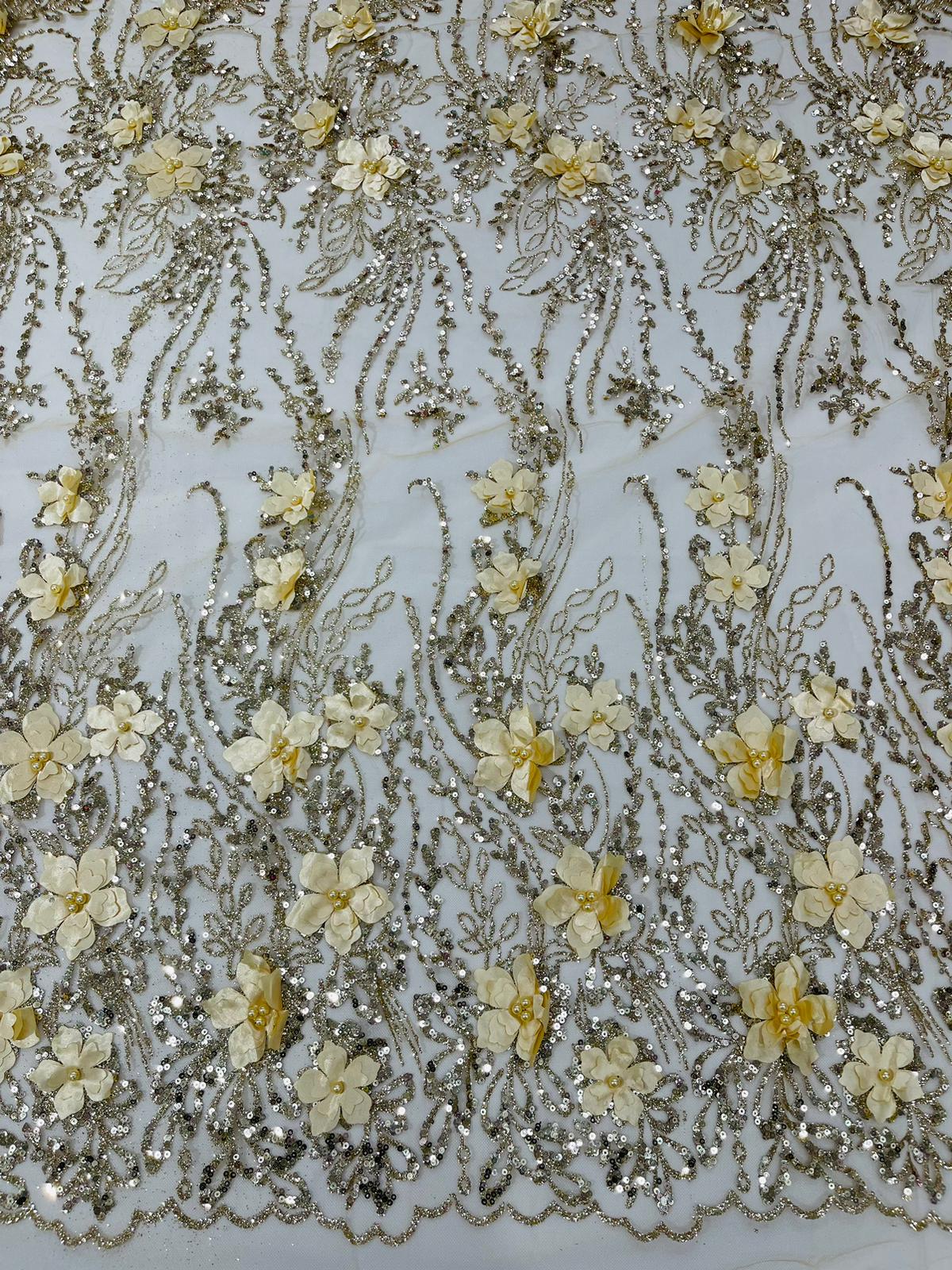 3d Luxury satin floral glitter fabric| New Creations Fabric & Foam Inc. - New Creations Fabric & Foam Inc