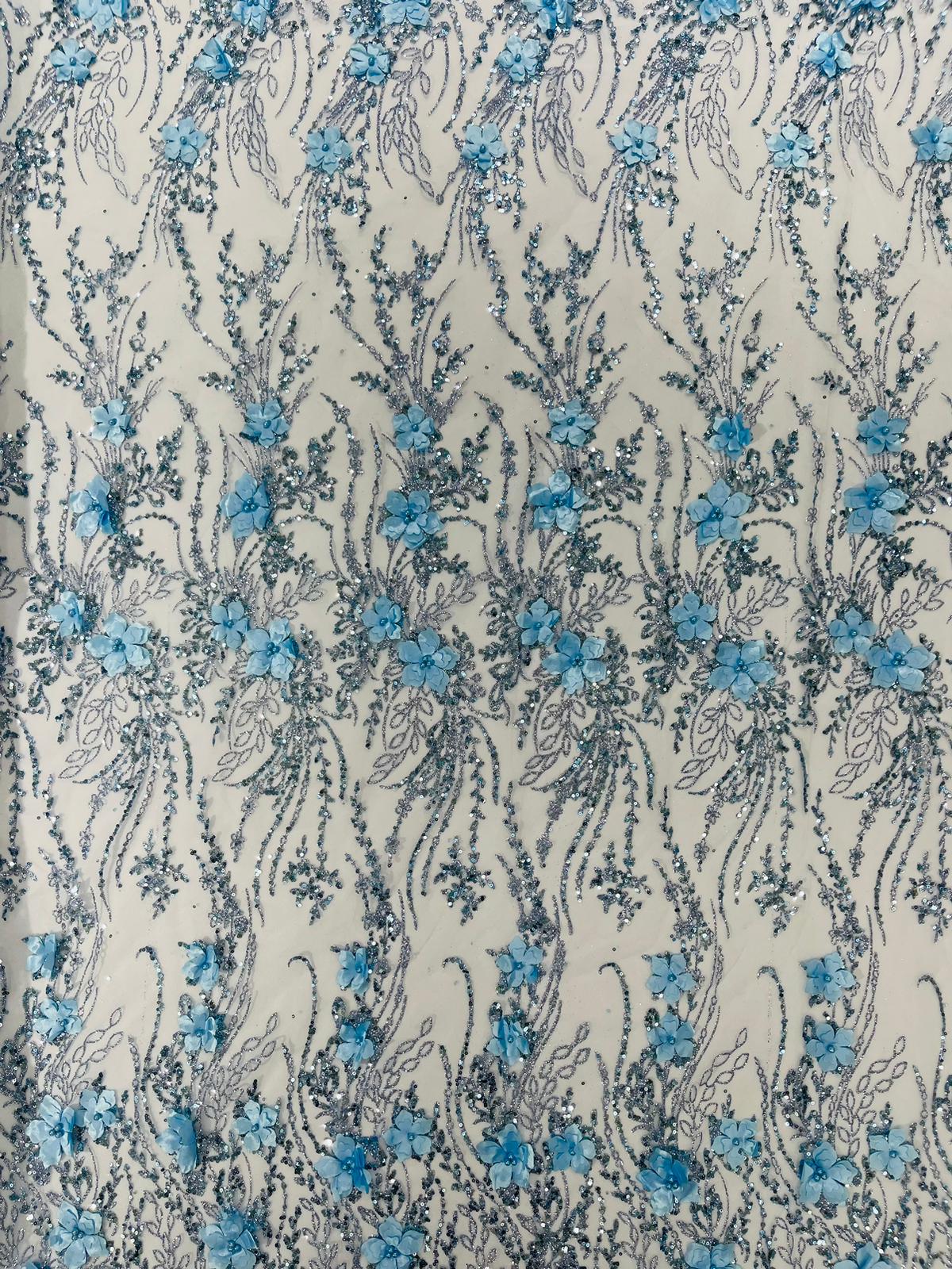 3d Luxury satin floral glitter fabric| New Creations Fabric & Foam Inc. - New Creations Fabric & Foam Inc