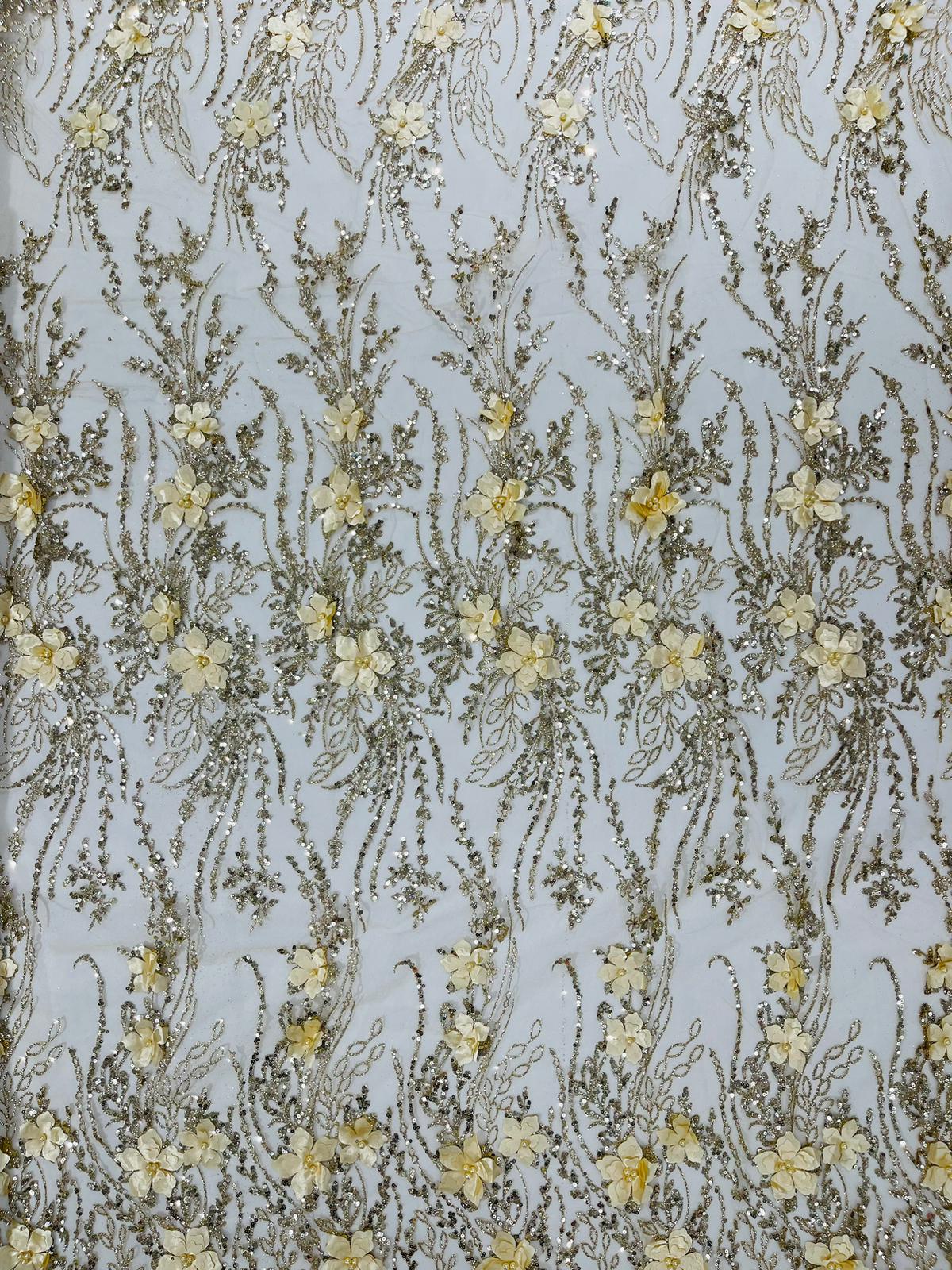 3d Luxury satin floral glitter fabric| New Creations Fabric & Foam Inc. - New Creations Fabric & Foam Inc