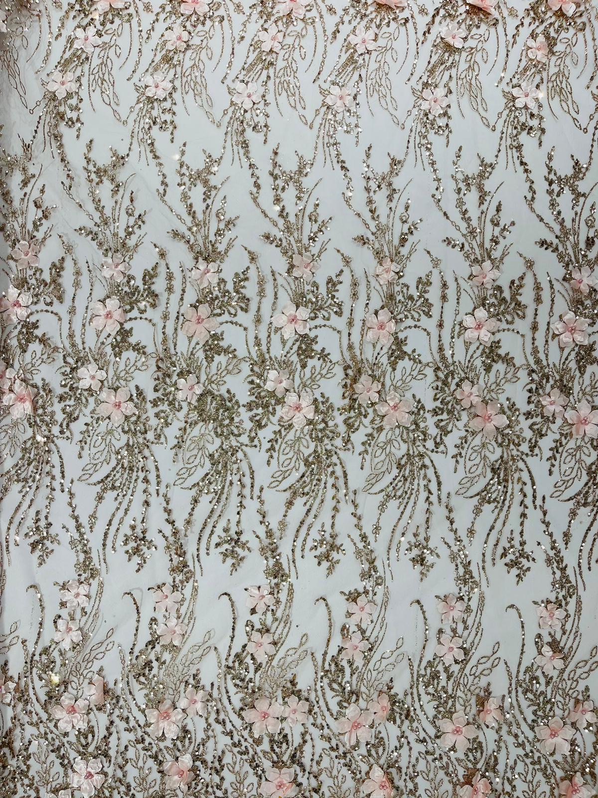 3d Luxury satin floral glitter fabric| New Creations Fabric & Foam Inc. - New Creations Fabric & Foam Inc