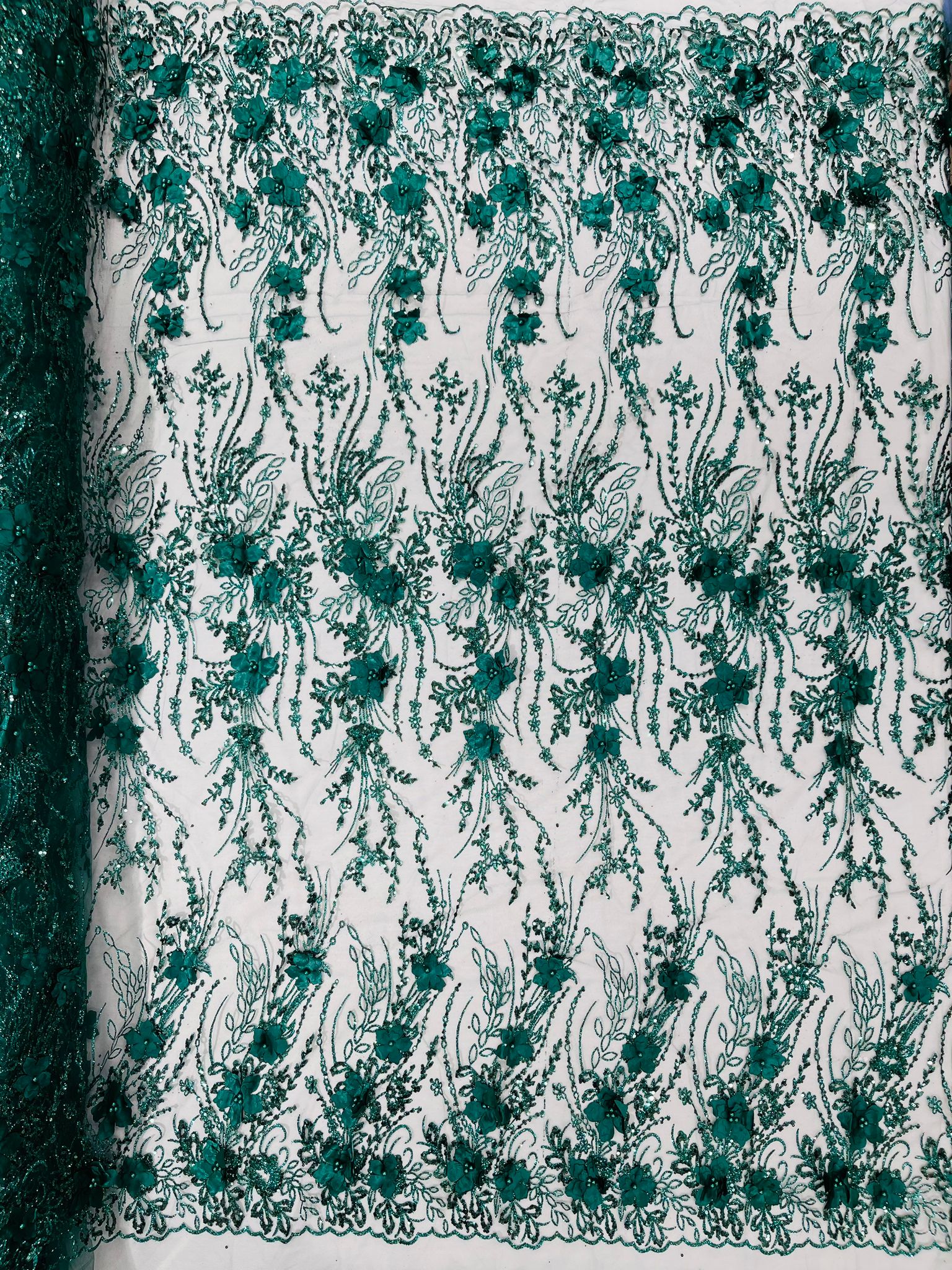 3d Luxury satin floral glitter fabric| New Creations Fabric & Foam Inc. - New Creations Fabric & Foam Inc