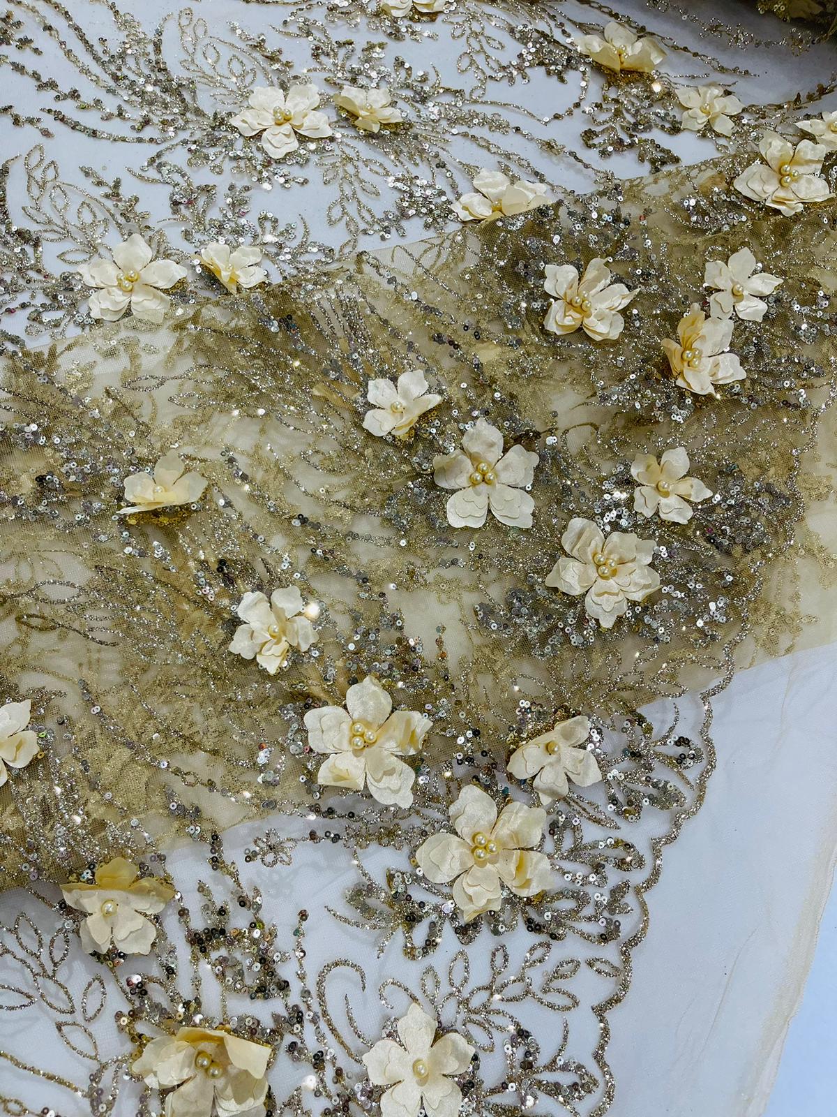 3d Luxury satin floral glitter fabric| New Creations Fabric & Foam Inc. - New Creations Fabric & Foam Inc