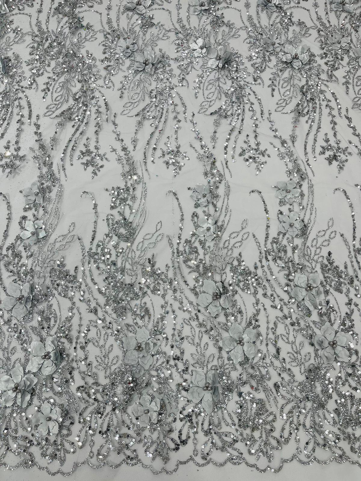 3d Luxury satin floral glitter fabric| New Creations Fabric & Foam Inc. - New Creations Fabric & Foam Inc