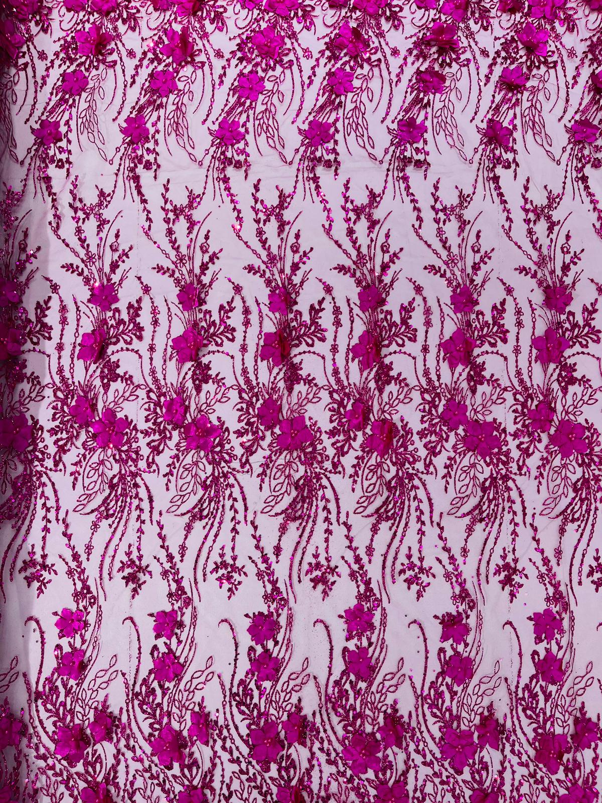 3d Luxury satin floral glitter fabric| New Creations Fabric & Foam Inc. - New Creations Fabric & Foam Inc