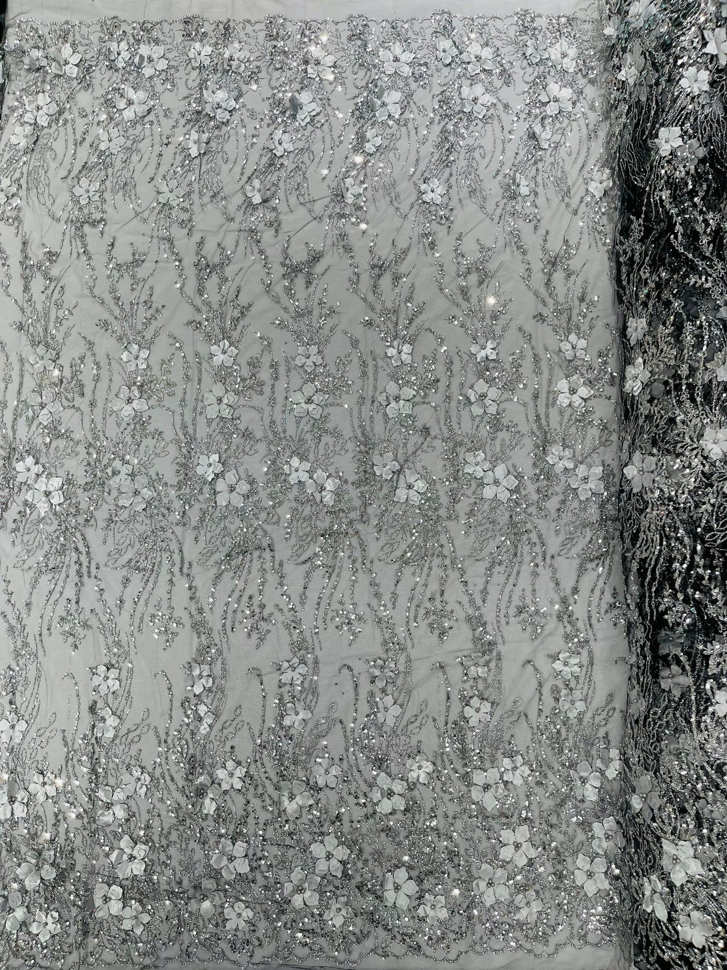 3d Luxury satin floral glitter fabric| New Creations Fabric & Foam Inc. - New Creations Fabric & Foam Inc