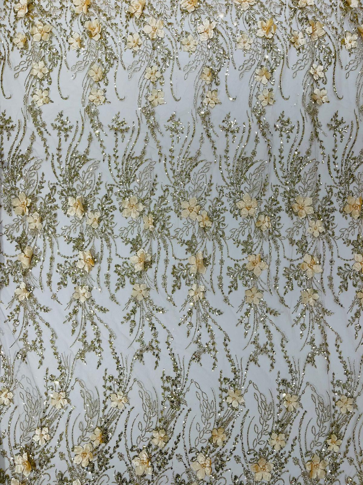 3d Luxury satin floral glitter fabric| New Creations Fabric & Foam Inc. - New Creations Fabric & Foam Inc