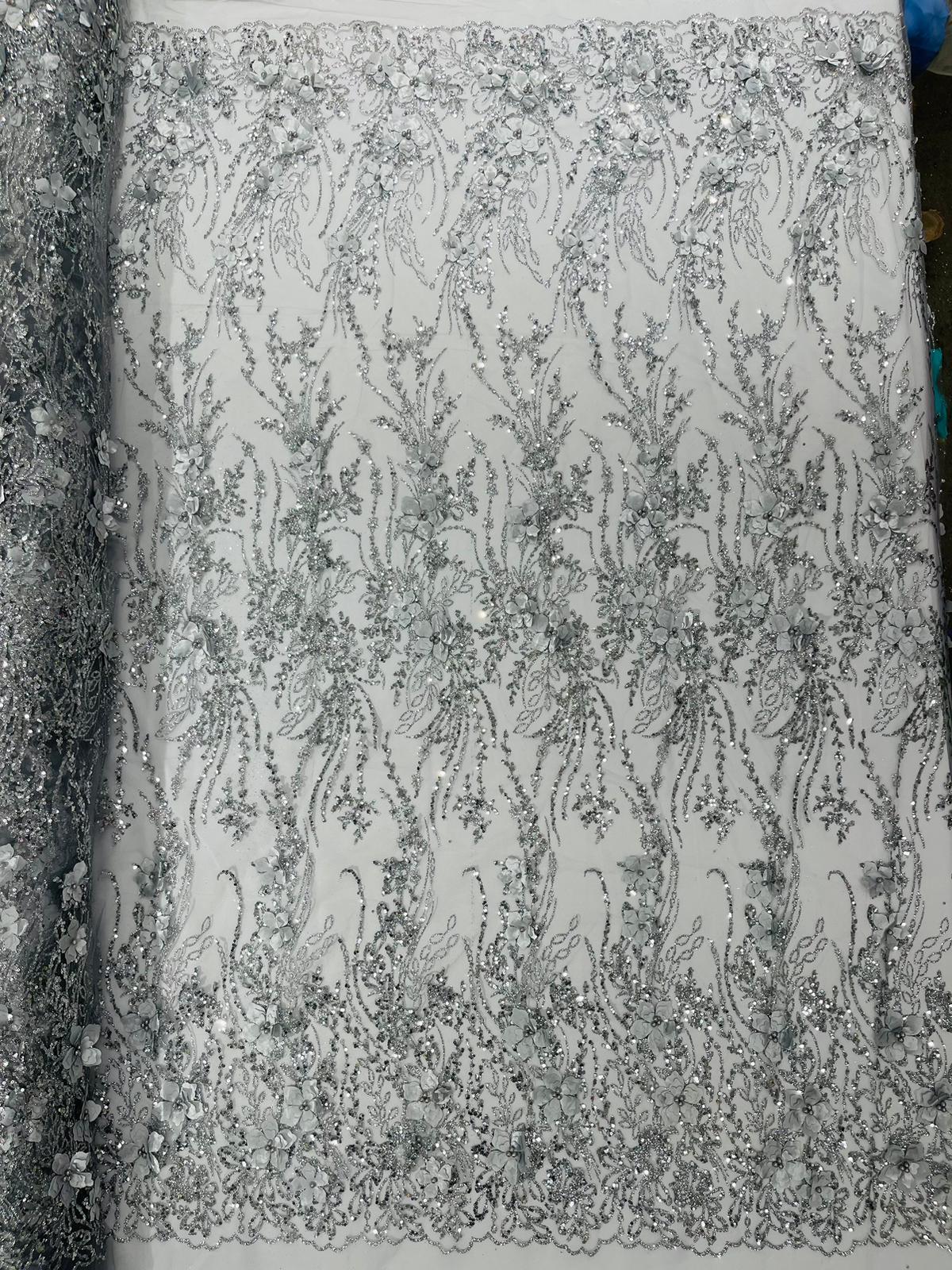 3d Luxury satin floral glitter fabric| New Creations Fabric & Foam Inc. - New Creations Fabric & Foam Inc