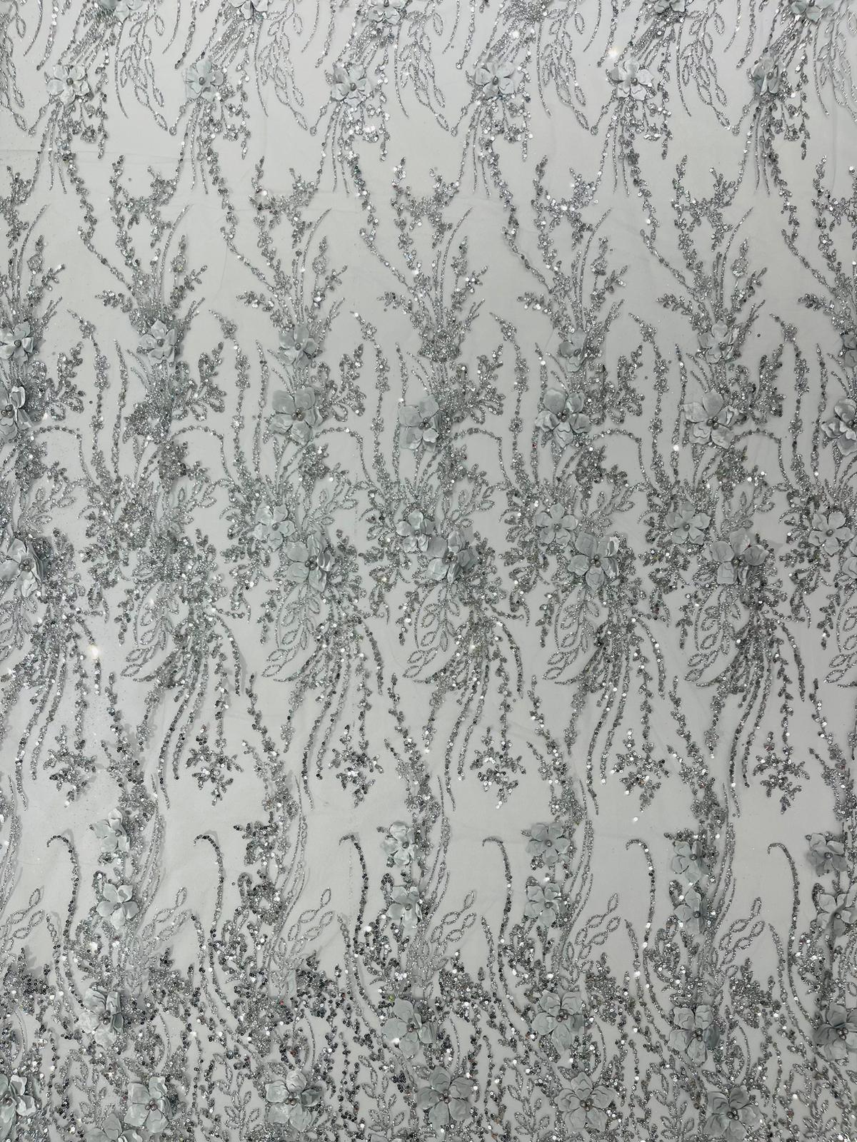 3d Luxury satin floral glitter fabric| New Creations Fabric & Foam Inc. - New Creations Fabric & Foam Inc