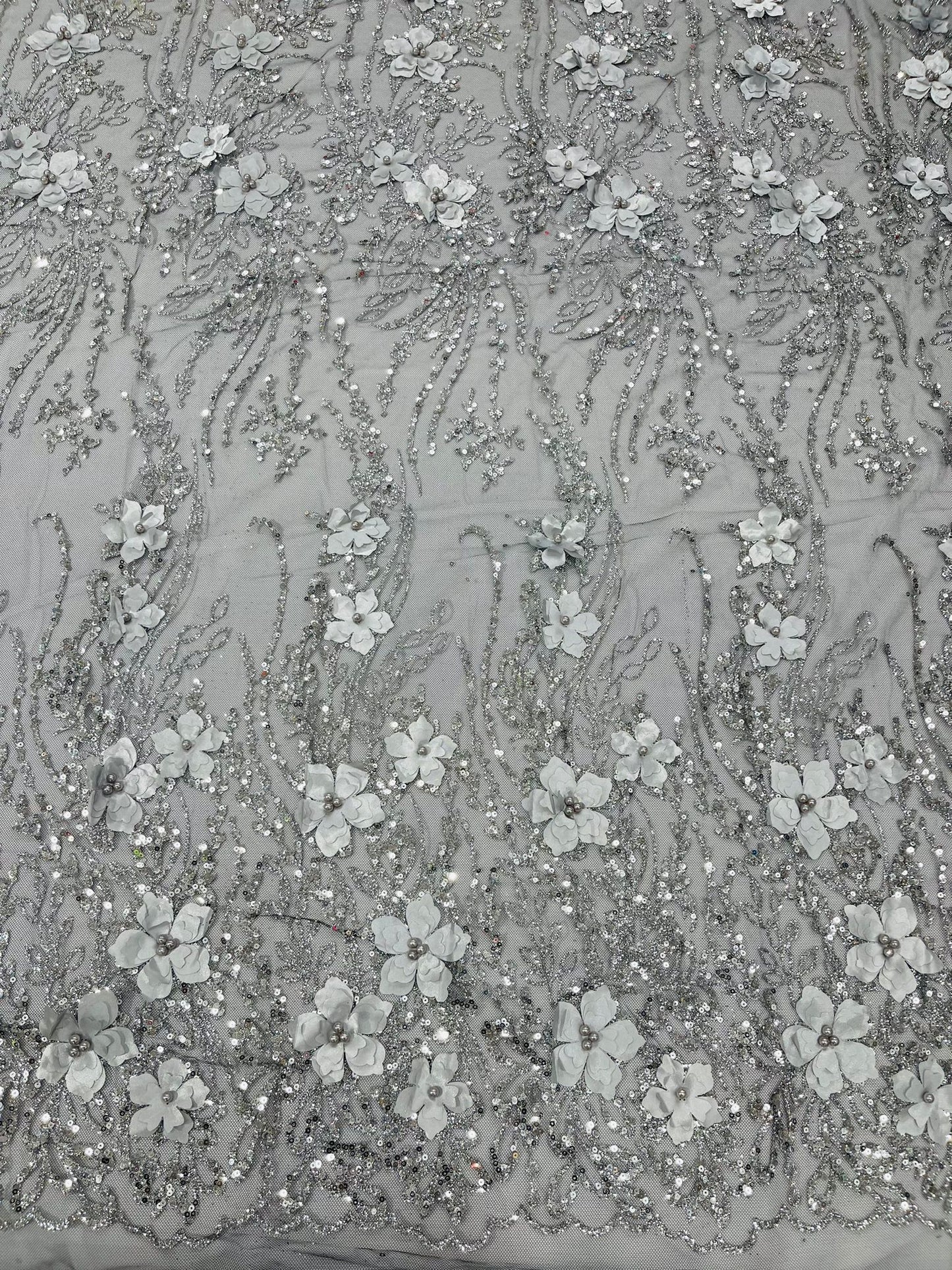 3d Luxury satin floral glitter fabric| New Creations Fabric & Foam Inc. - New Creations Fabric & Foam Inc